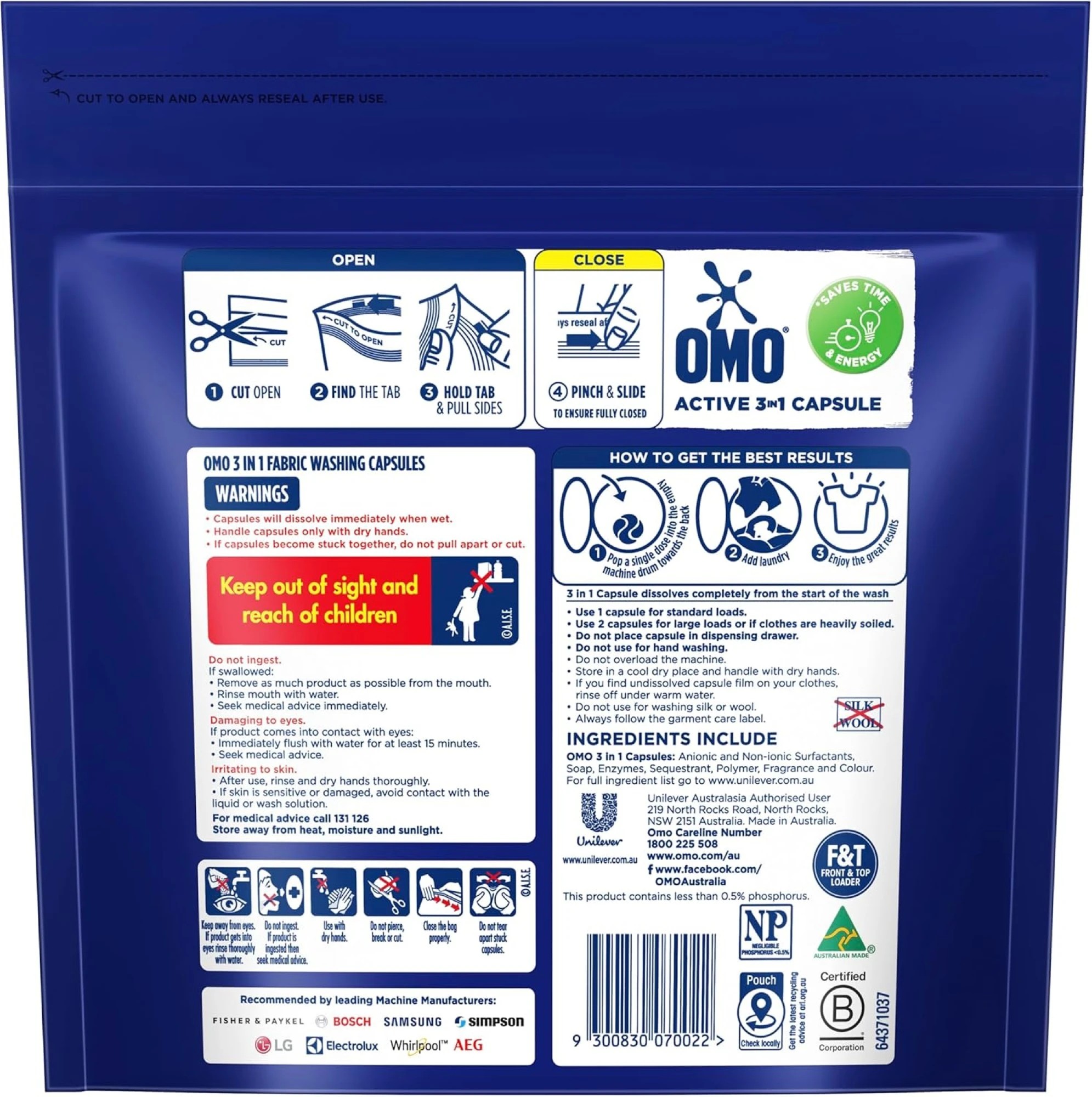 2 Omo 3 in 1 Active Laundry Capsules 60 Pack x6, 2 of 5