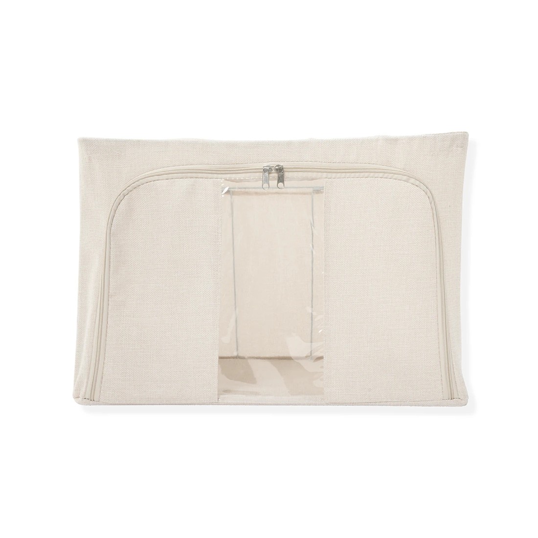 3 Linen Look Collapsible Box with Window - Large, Beige, 3 of 7