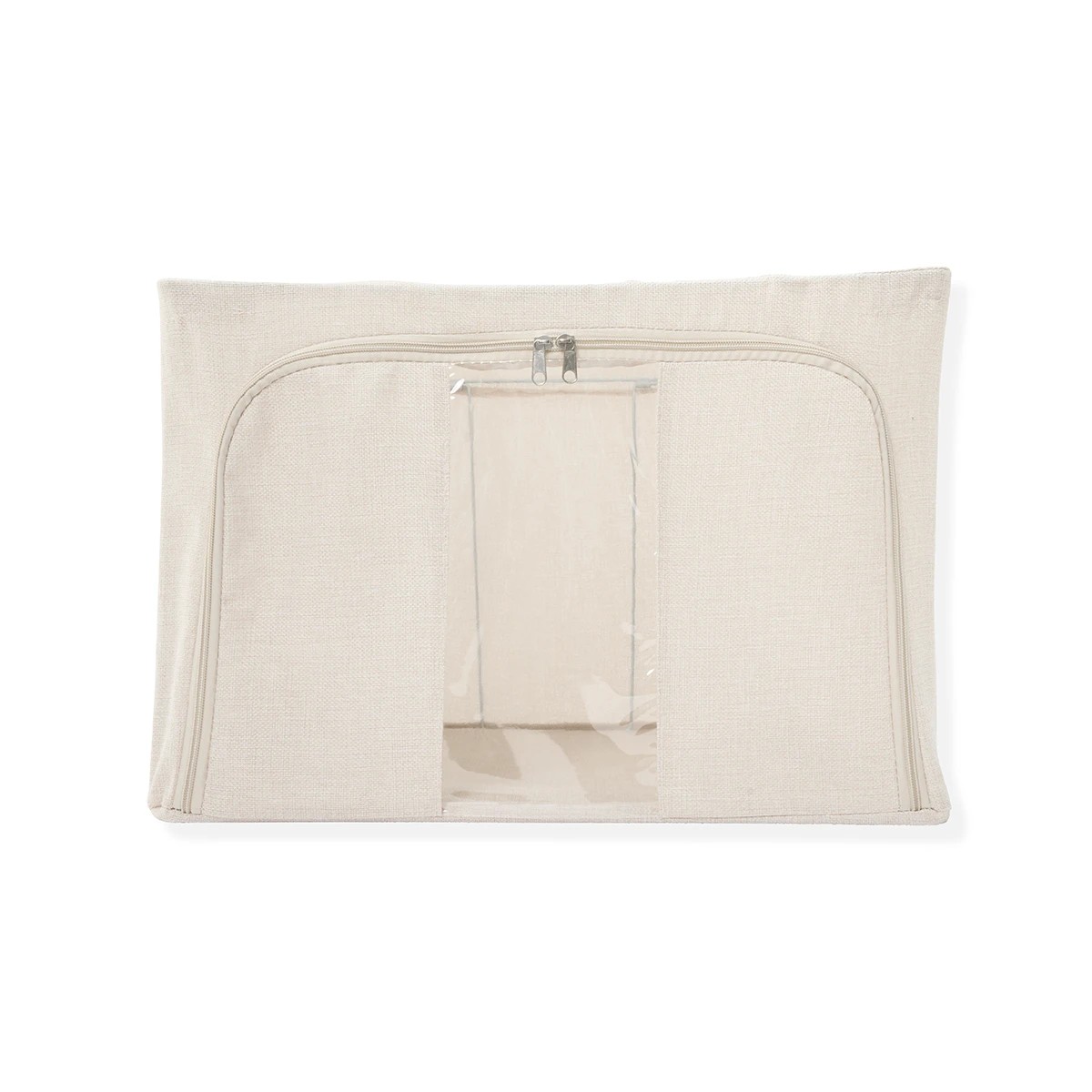 3 Linen Look Collapsible Box with Window - Large, Beige, 3 of 7