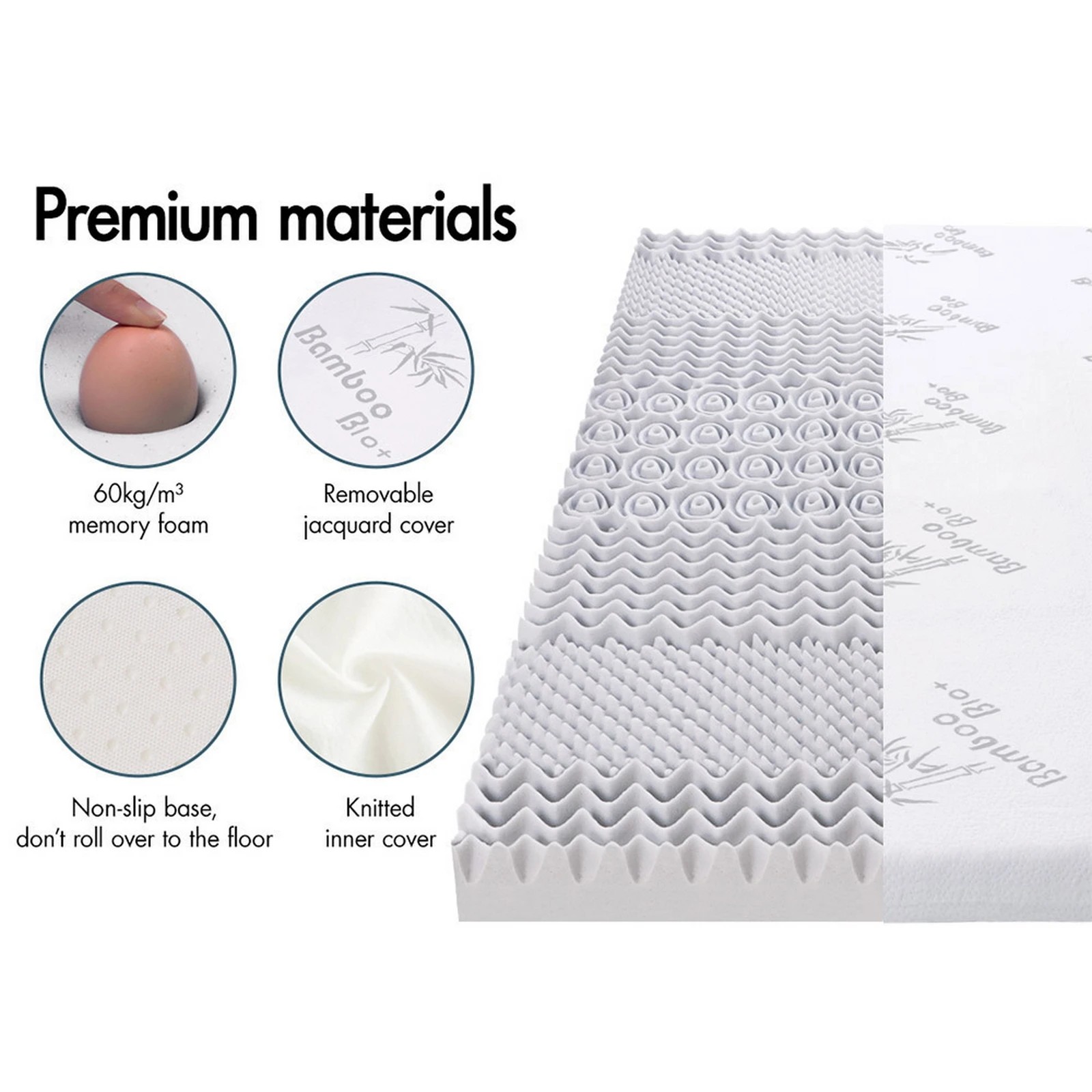 6 Starry Eucalypt 8cm Memory Foam Mattress Topper 7-Zone Graphite - King Single Bed, 6 of 10