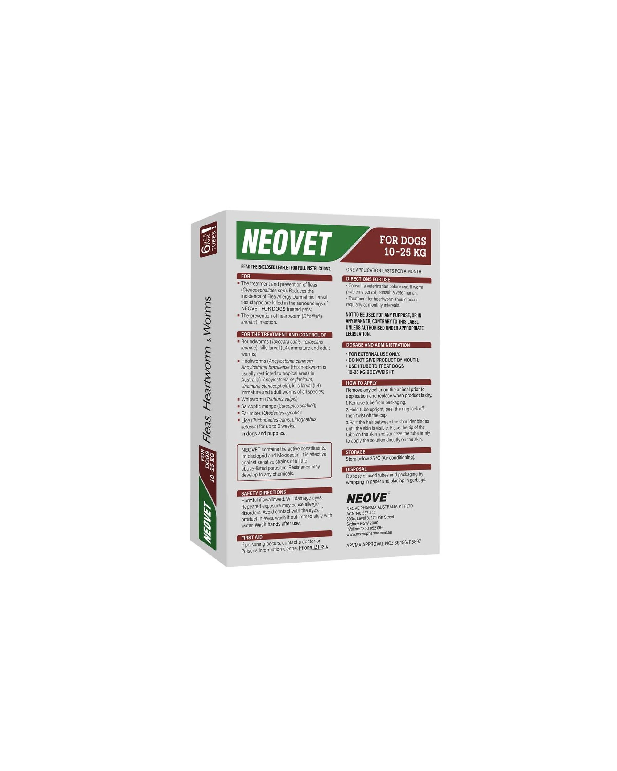 2 Neovet Flea and Worm Treatment for Large Dogs 10–25kg Red 6-Pack - Red, 2 of 9