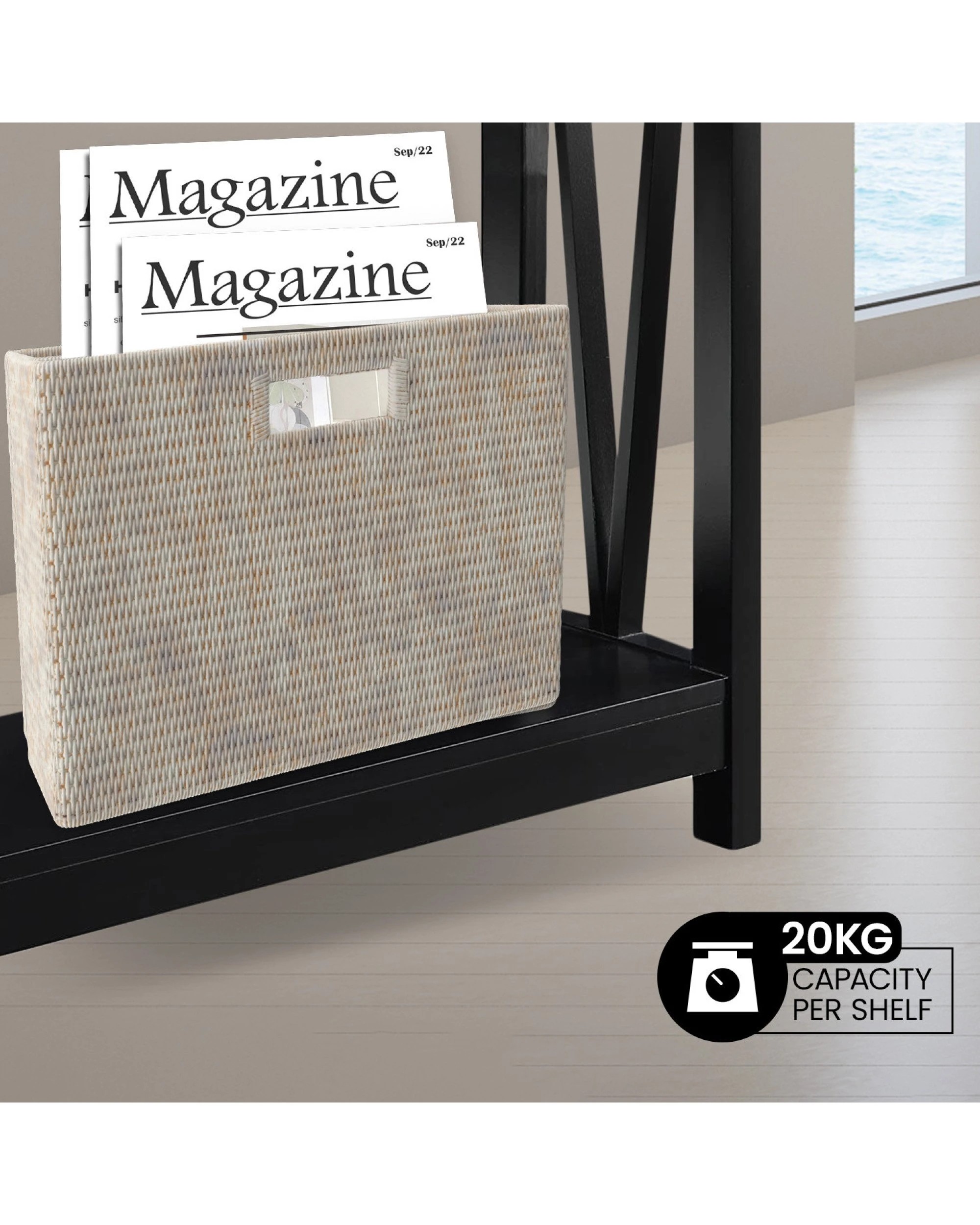 3 Sarantino Cielo 2-tier Console Table Dark Walnut, 3 of 6