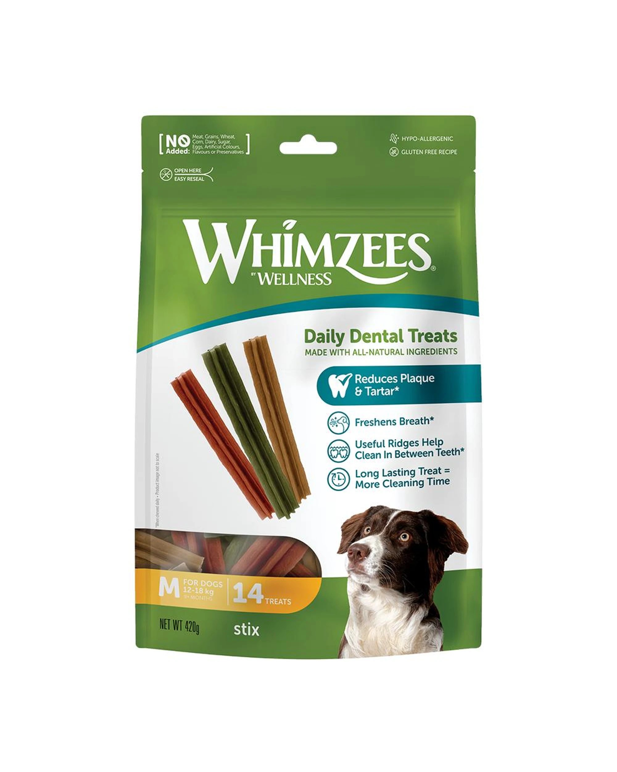1 Whimzees Stix Daily Dental Treats for Medium Dogs 12-18kg 14 Pack, 1 of 1