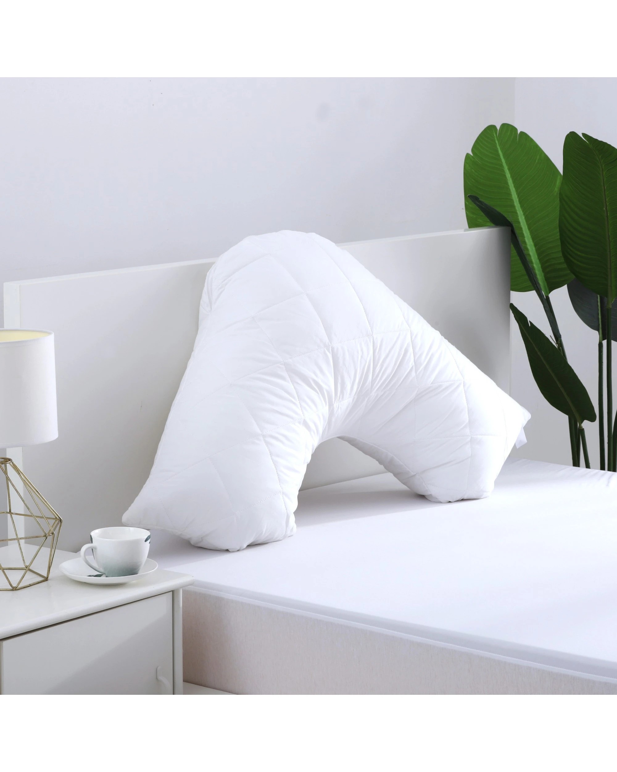 2 Dreamaker Cotton Cover Quilted Pillow Protector V Shape - White, 2 of 5