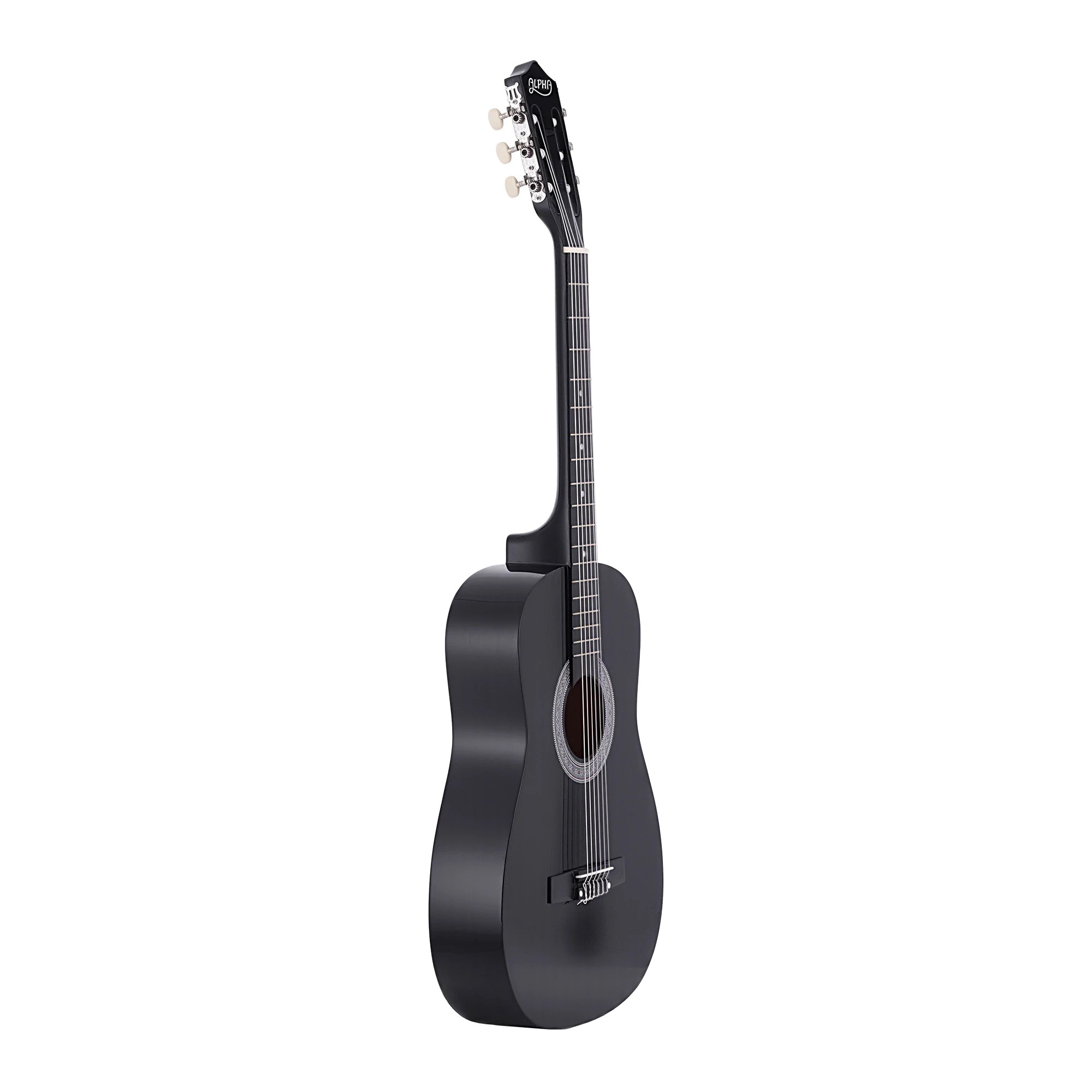 4 Alpha 38 Inch Acoustic Guitar Full Size Classical Cutaway Nylon String - Black, 4 of 9