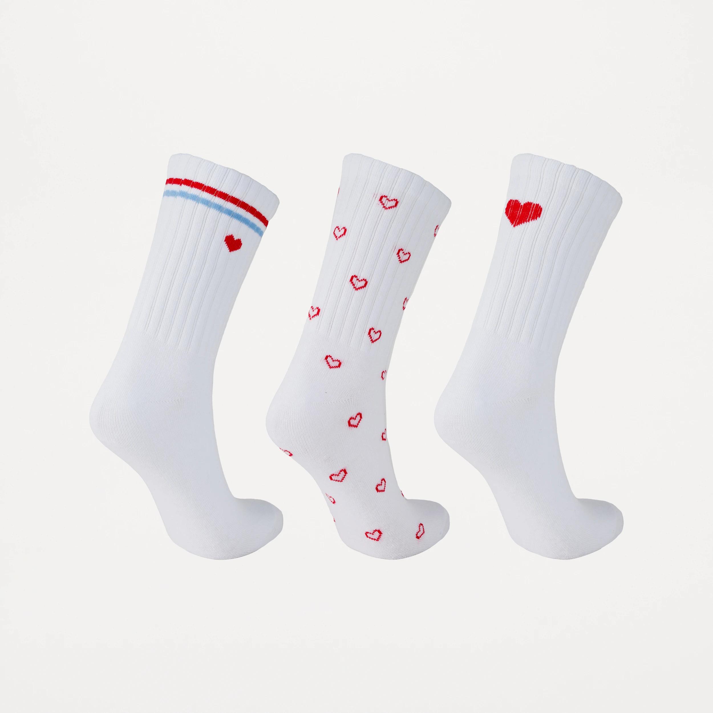 2 3 Pack Printed Crew Socks Hearts, 2 of 3