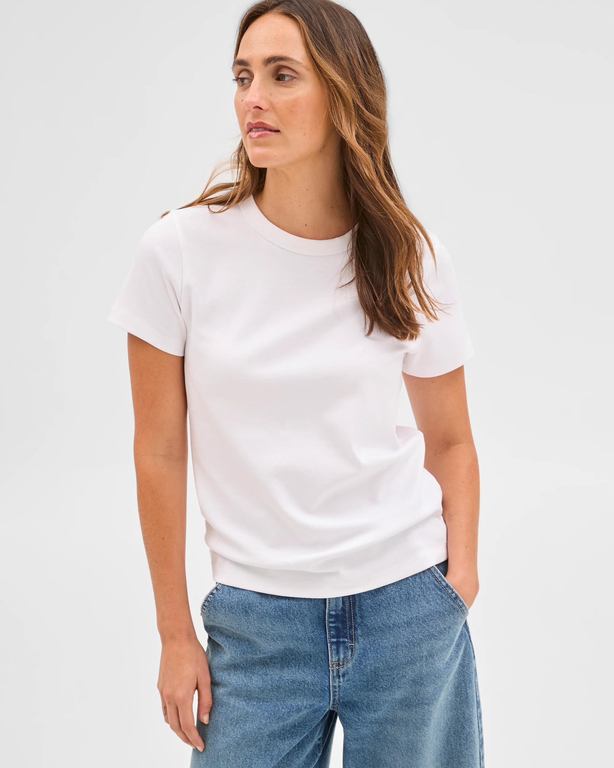 1 Target Woman Australian Cotton Interlock Neat T-Shirt WHITE, 1 of 7