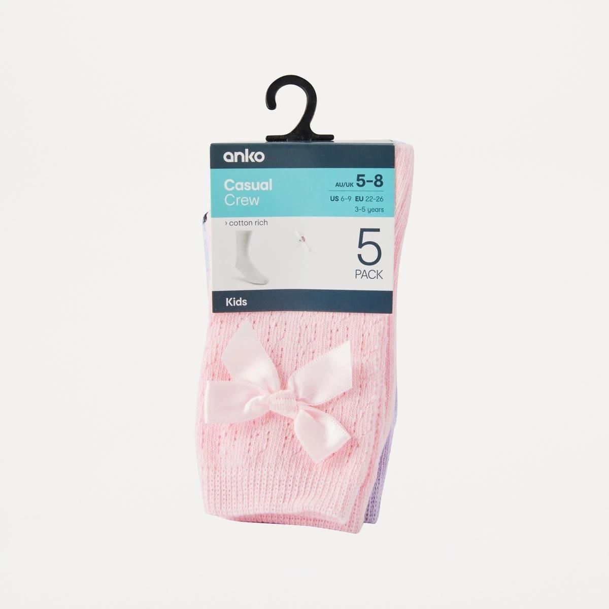 3 5 Pack Pointelle Crew Socks BOWS, 3 of 3