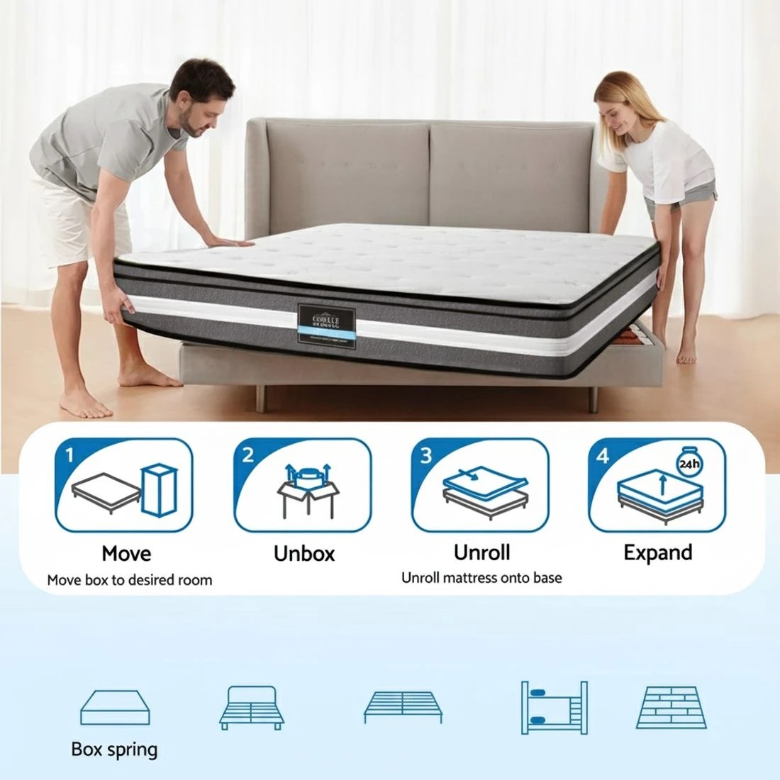 7 Giselle Bedding 30cm Seaqual Fabric Mattress Gel Foam Pocket Spring King Size - King Bed - Multi, 7 of 7