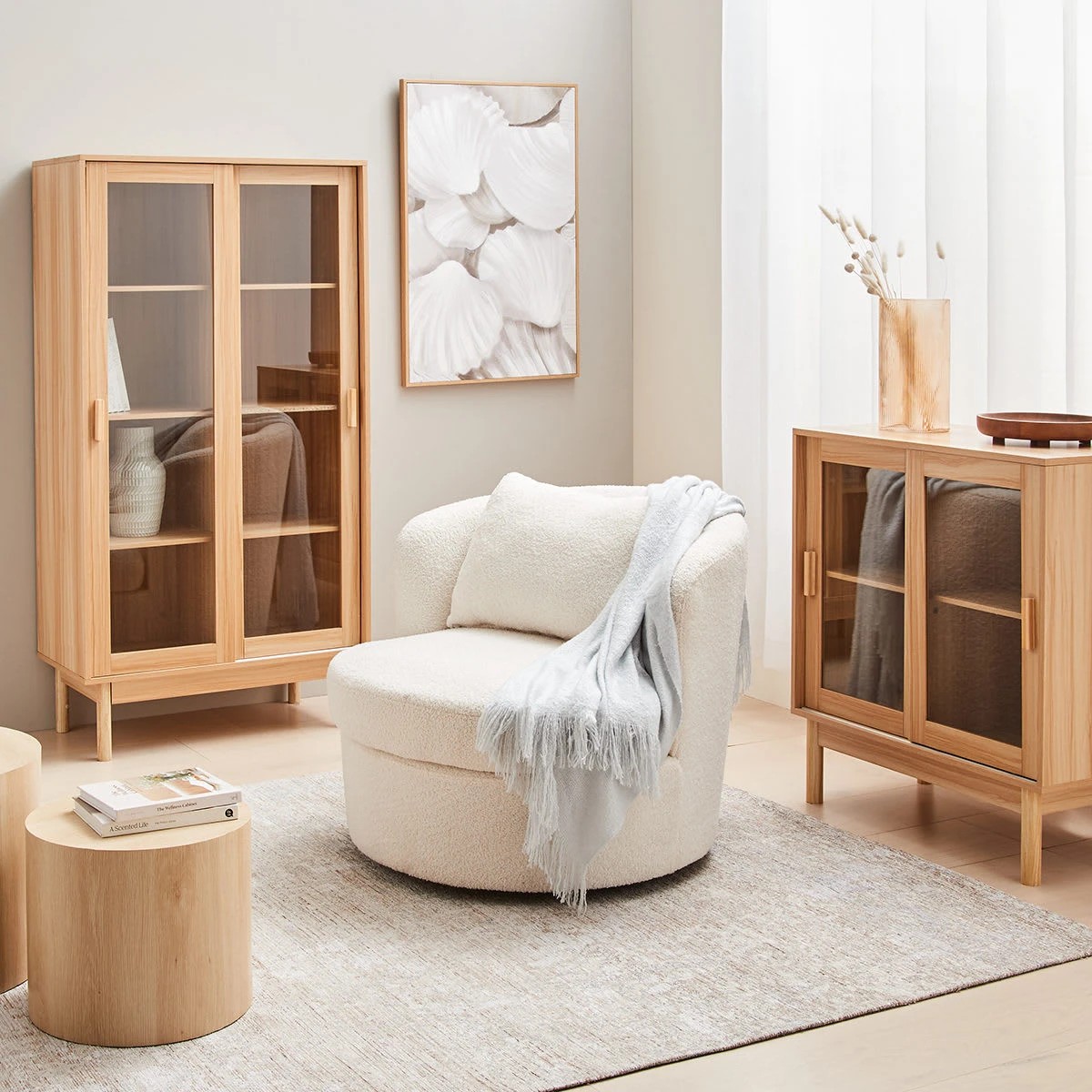 1 Boucle Swivel Chair, 1 of 5