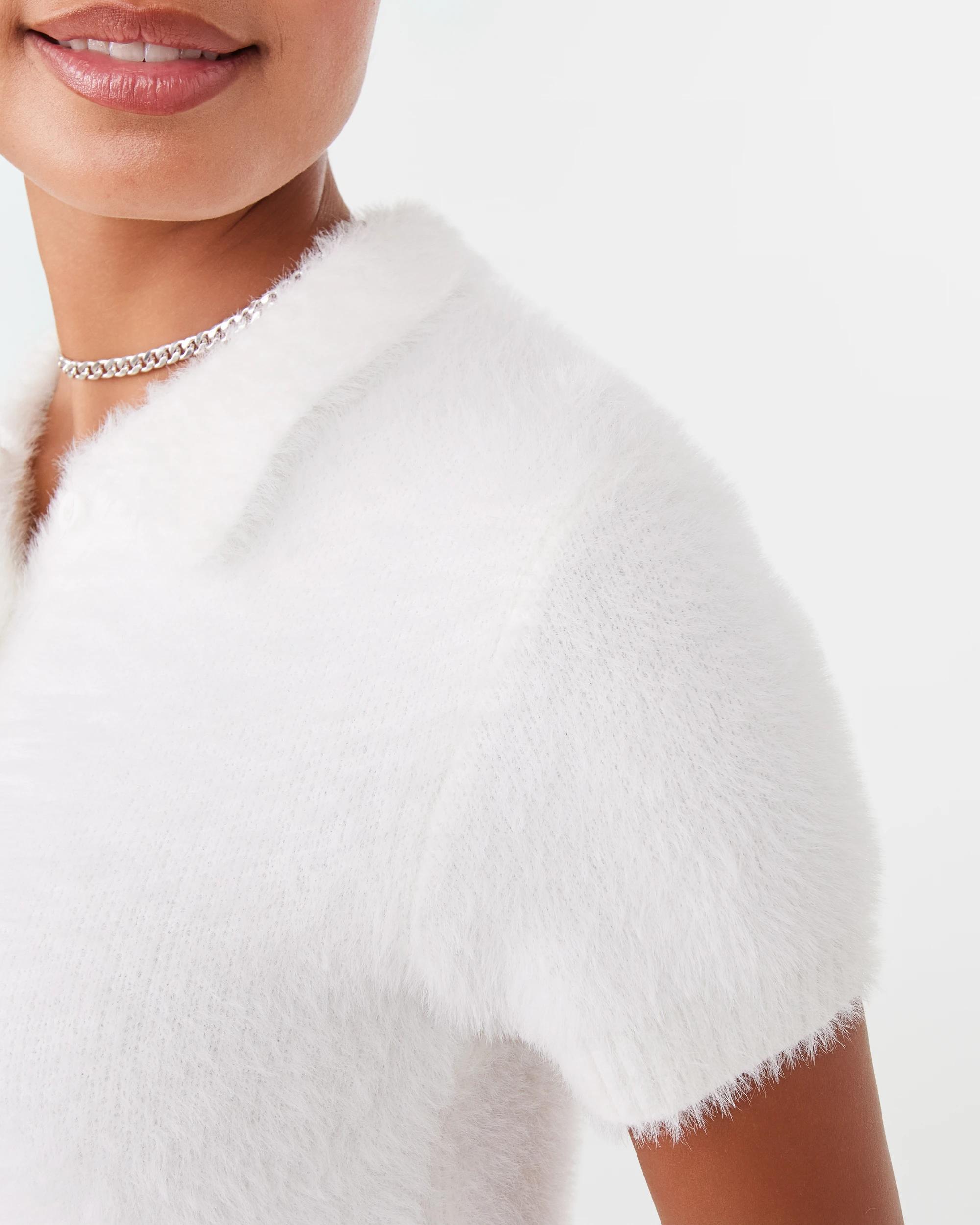 7 Eyelash Polo Top Snw White, 7 of 9