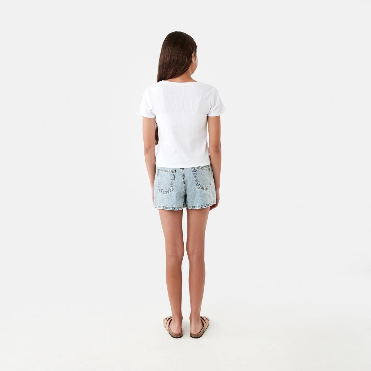 6 Short Sleeve Rib Top White, 6 of 8