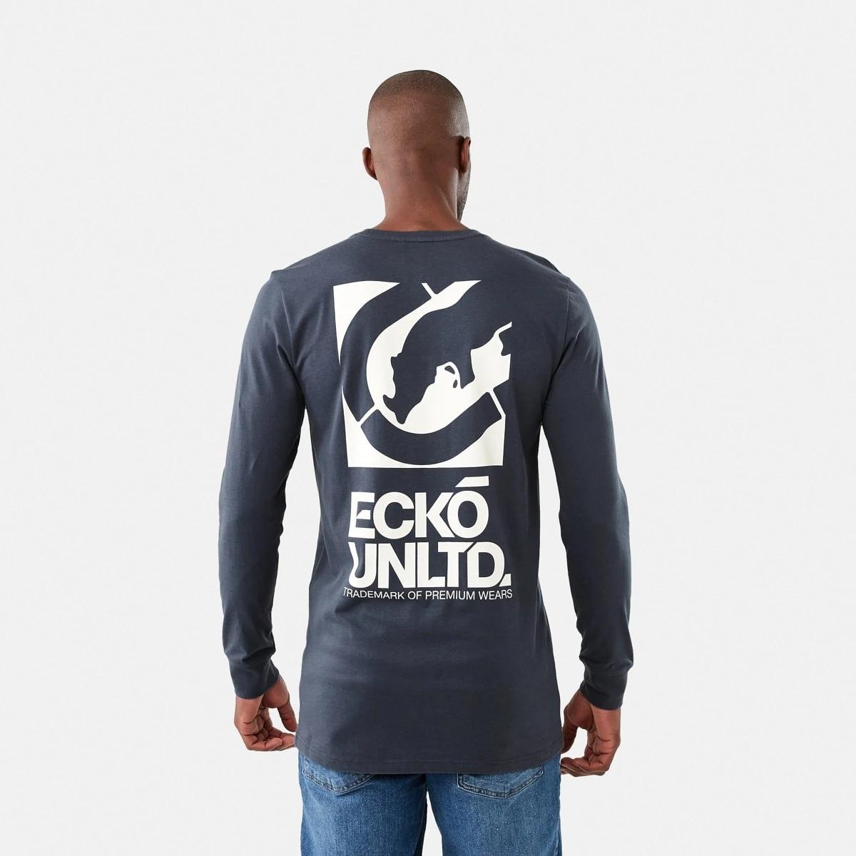 3 Ecko License Long Sleeve Graphic T-shirt Blu Ombre, 3 of 6