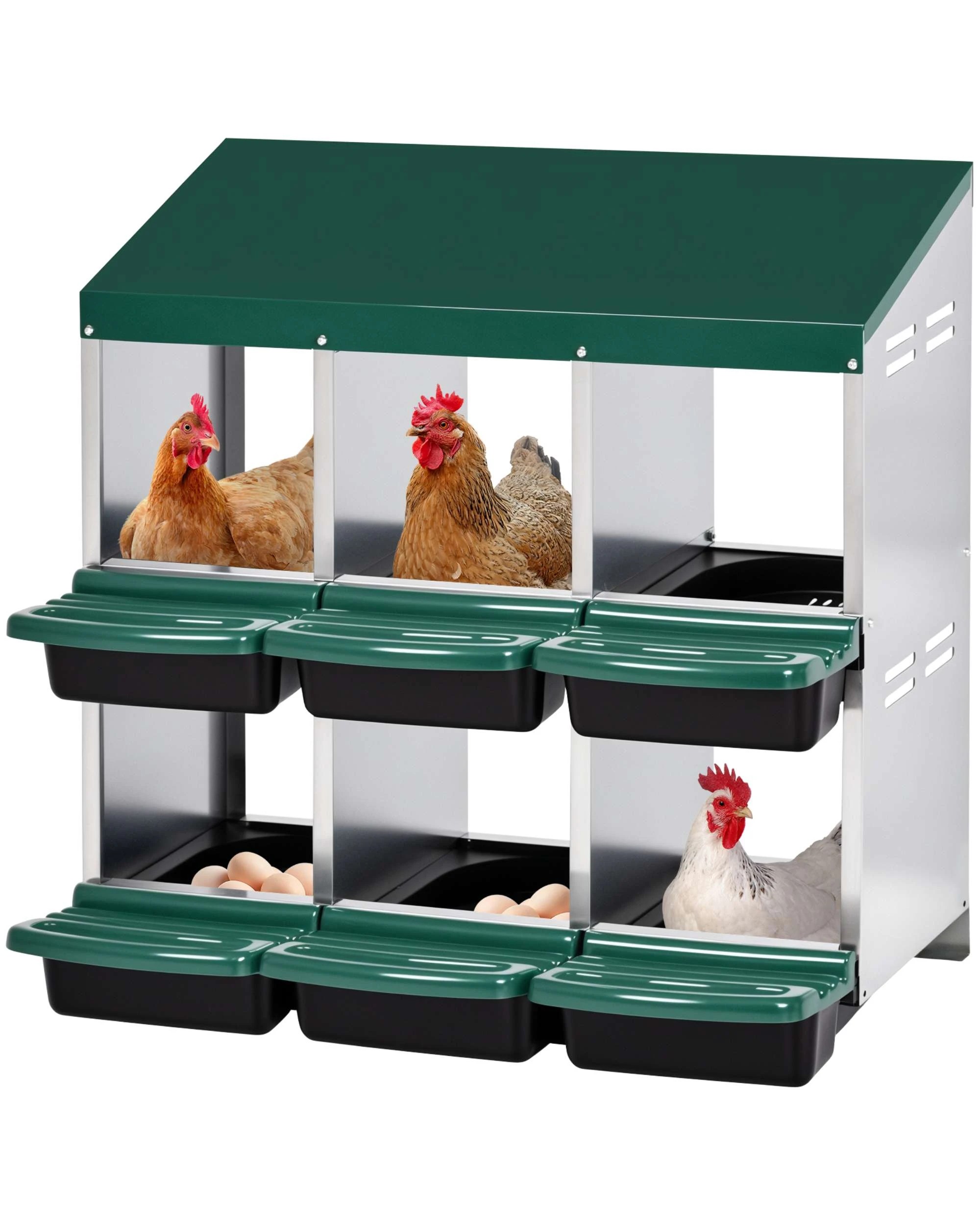 1 Advwin 6 Holes Chicken Nesting Boxes Chicken Egg Laying Box Egg Collection, 1 of 8
