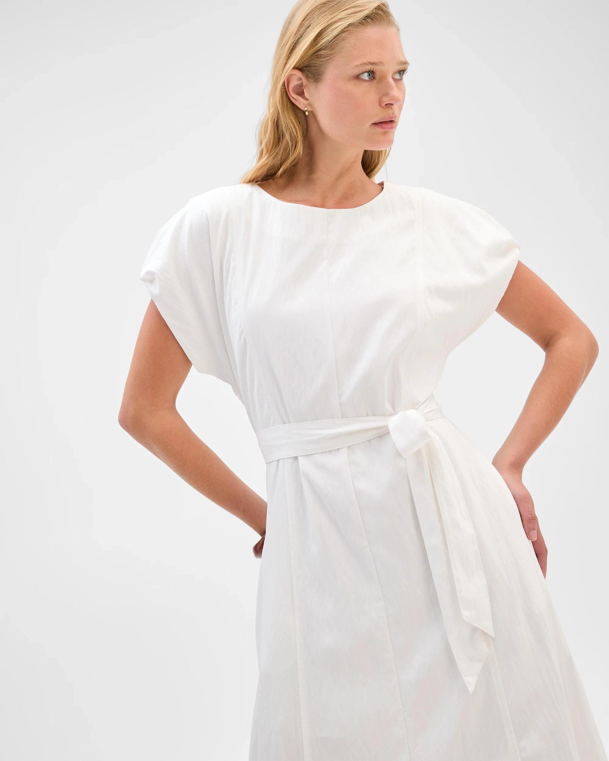 3 Preview Split Detail Midi Dress CLOUD DANCER, 3 of 7