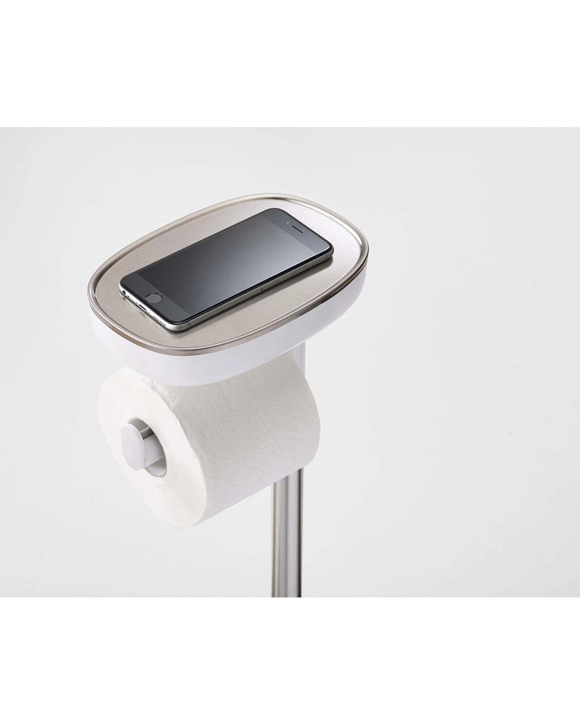 4 Joseph Joseph EasyStore Plus Toilet Paper Holder With Flex Toilet Brush - Silver, 4 of 6