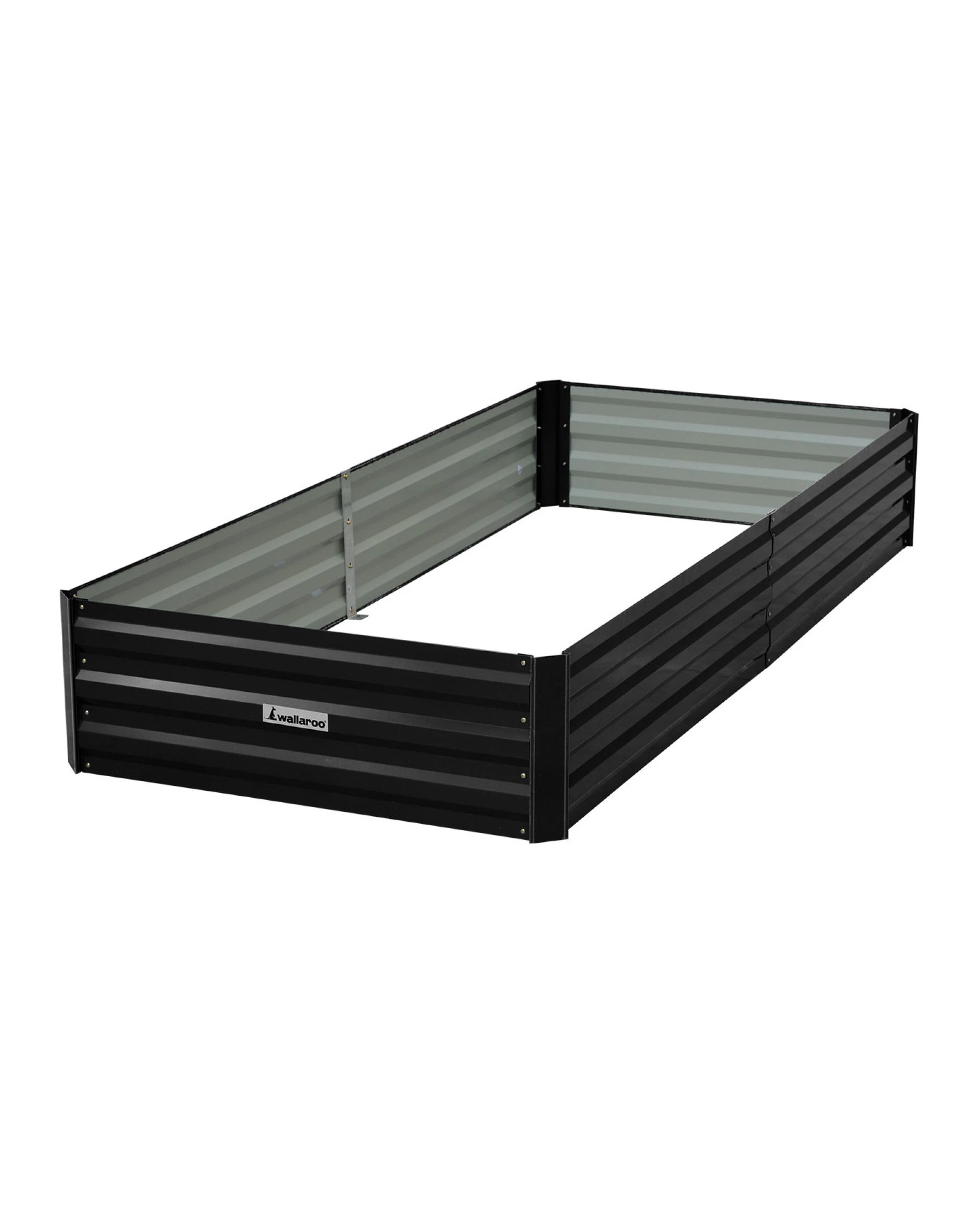 1 Wallaroo Galvanized Steel Raised Garden Bed 210 x 90 x 30cm Plants Vegetables Herbs Flowers - Black, 1 of 5