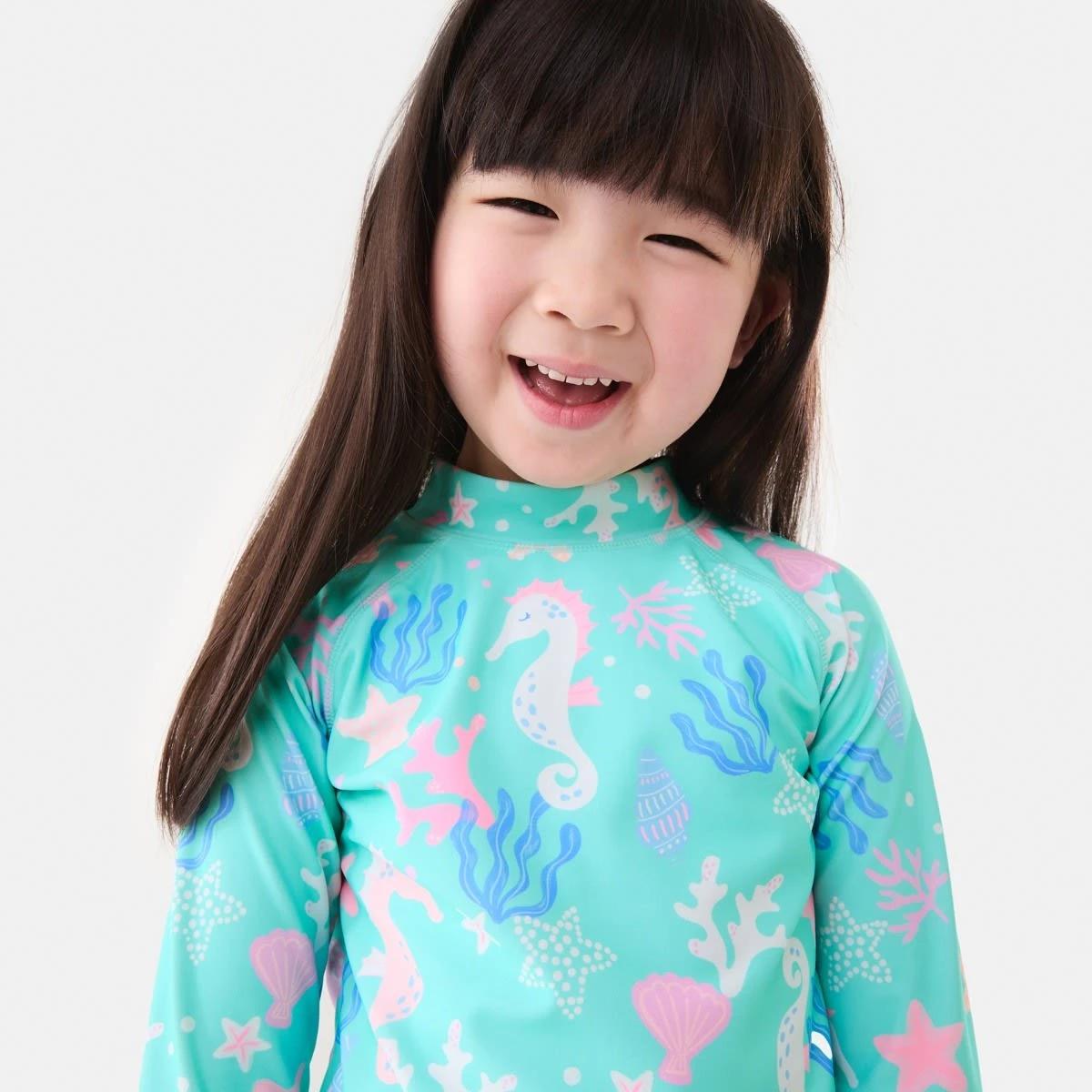 2 2 Piece Long Sleeve Rash Swim Set OCEAN TREASURES ARUBA BLUE, 2 of 10