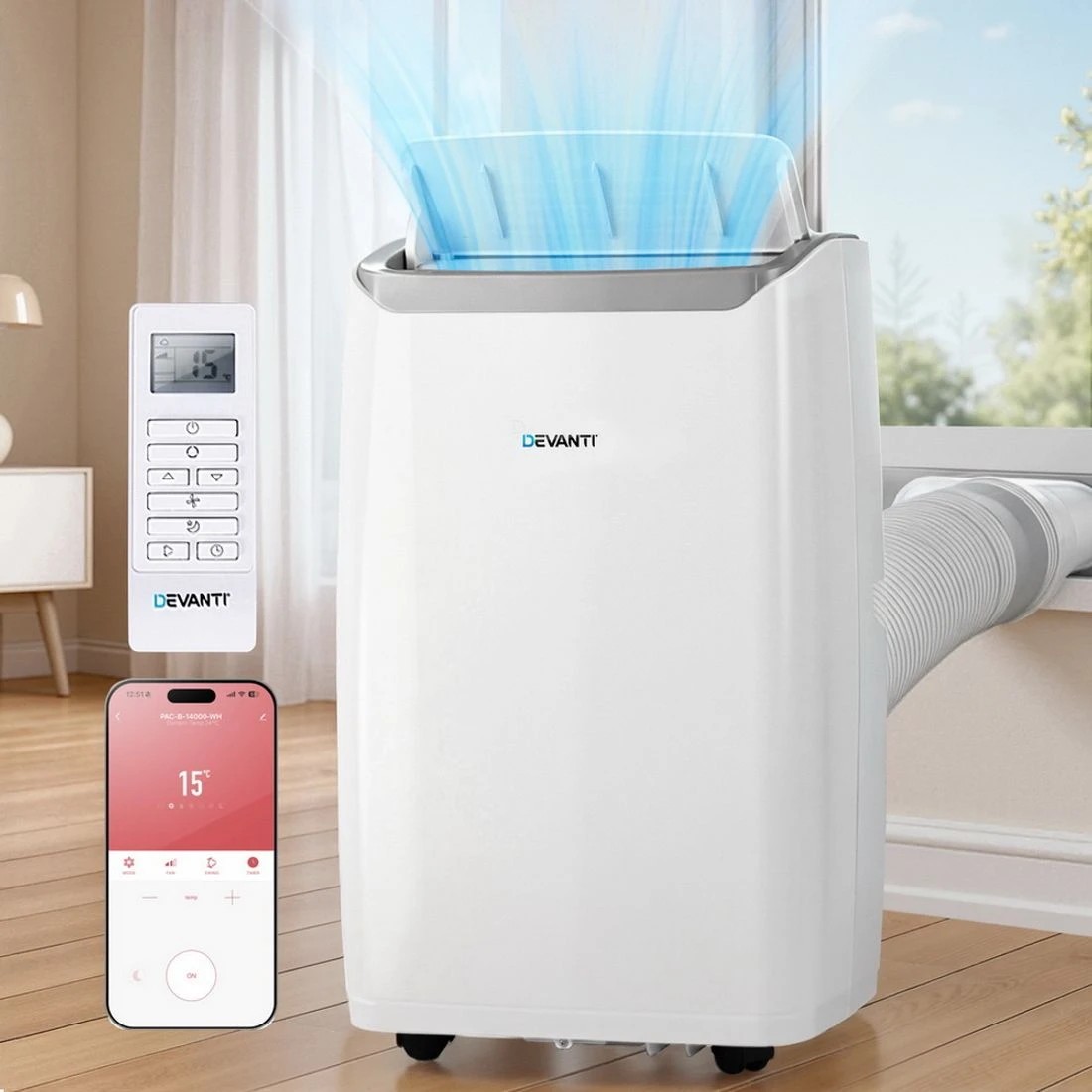 3 Devanti Portable Air Conditioner Dehumidifier Fan 14000BTU - White, 3 of 8