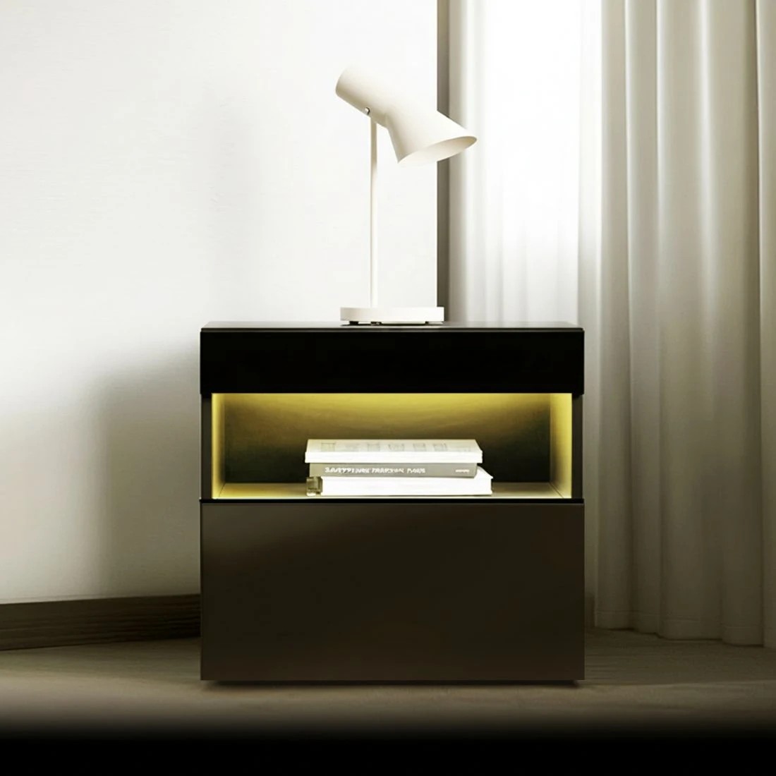 8 Artiss RGB LED Double Bed Frame with Beside Table Set 16 Colour Mood Lighting - Black, 8 of 8