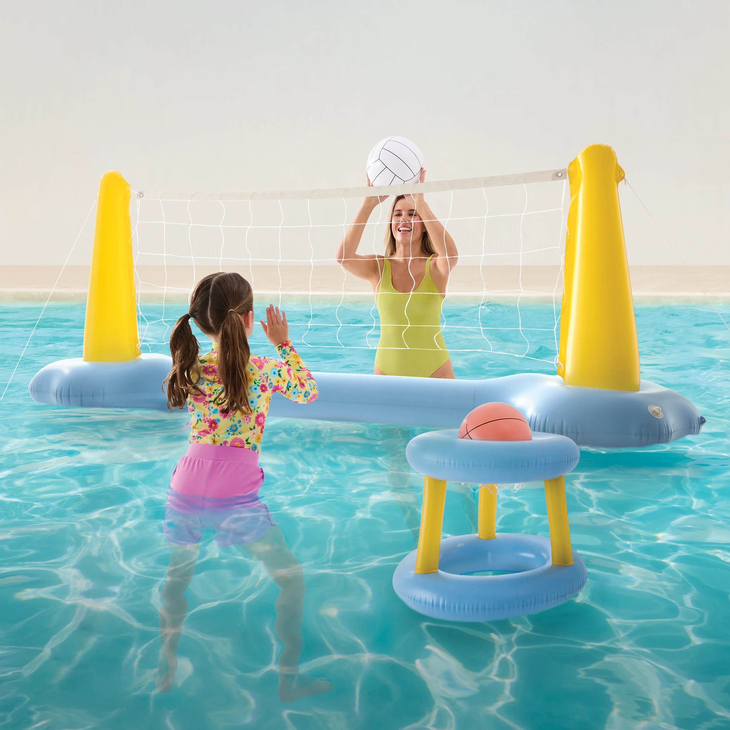 1 2-in-1 Inflatable Basketball and Volleyball Set, 1 of 10