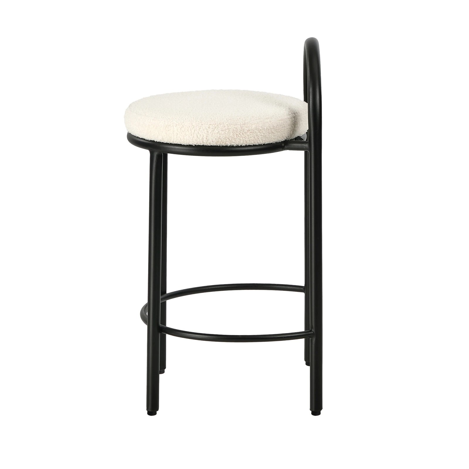 8 Oikiture 2x Bar Stools Dining Chairs Round Counter Seat Boucle - White, 8 of 9
