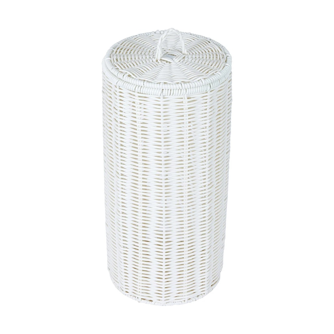 1 White Rattan Look Toilet Roll Holder, 1 of 8