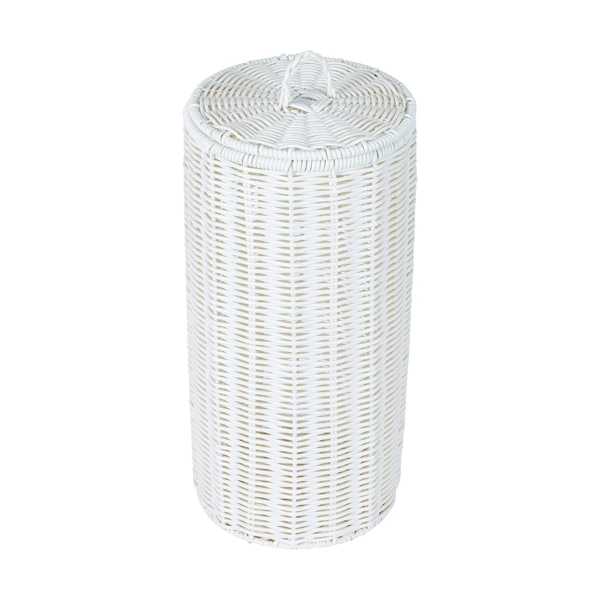 1 White Rattan Look Toilet Roll Holder, 1 of 8