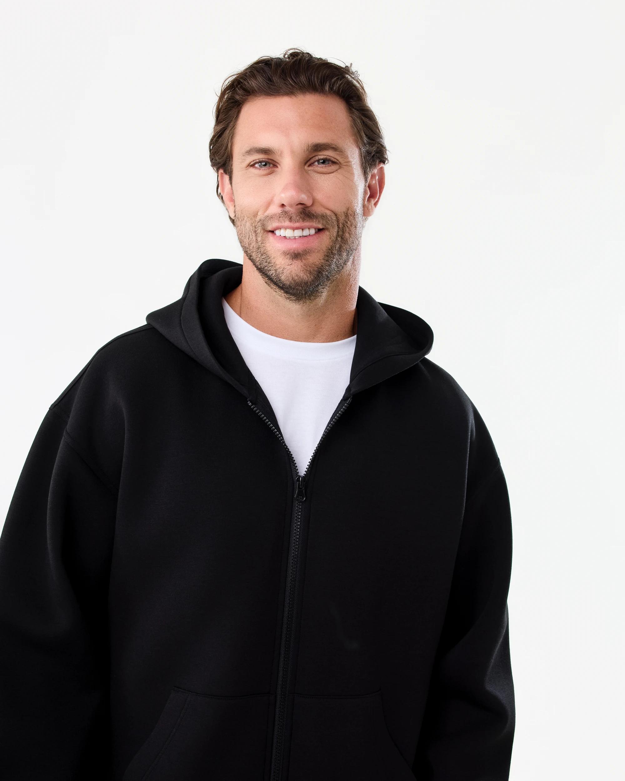 5 Oversized Scuba Zip Through Sweatshirt Black, 5 of 8