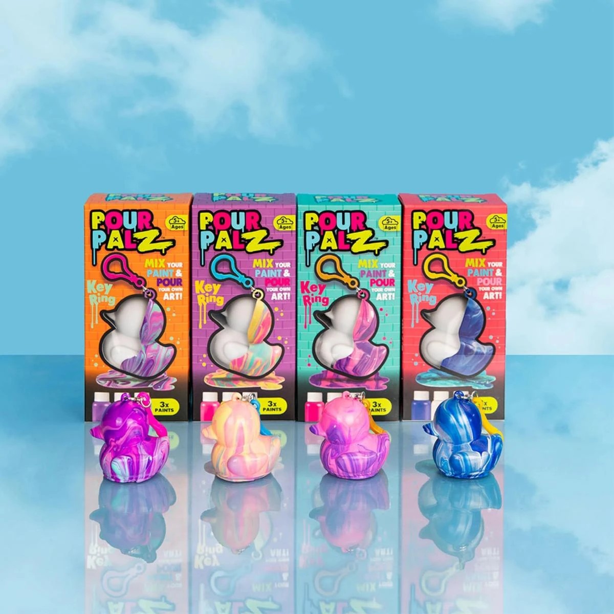 2 Pour Palz Mini Paint Duck Keyring - Assorted, 2 of 5