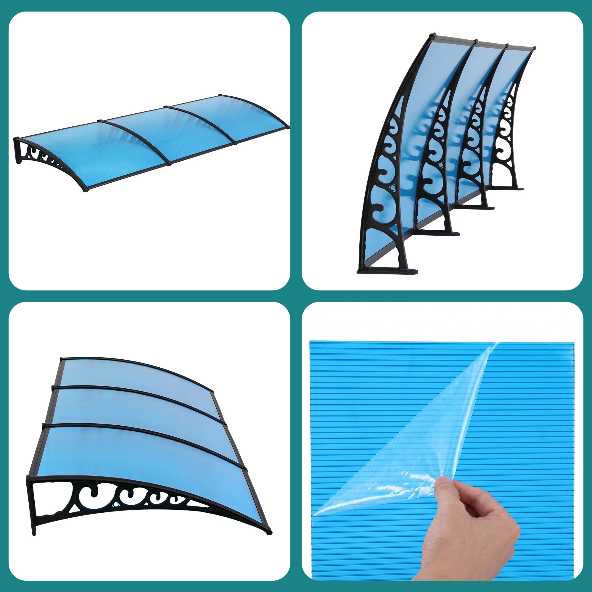8 Instahut Window Door Awning 1mx3m - Blue, 8 of 9