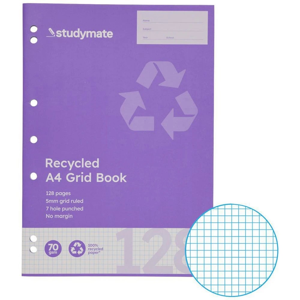 1 Studymate A4 70gsm 5mm Grid Book 128 Page, 1 of 3