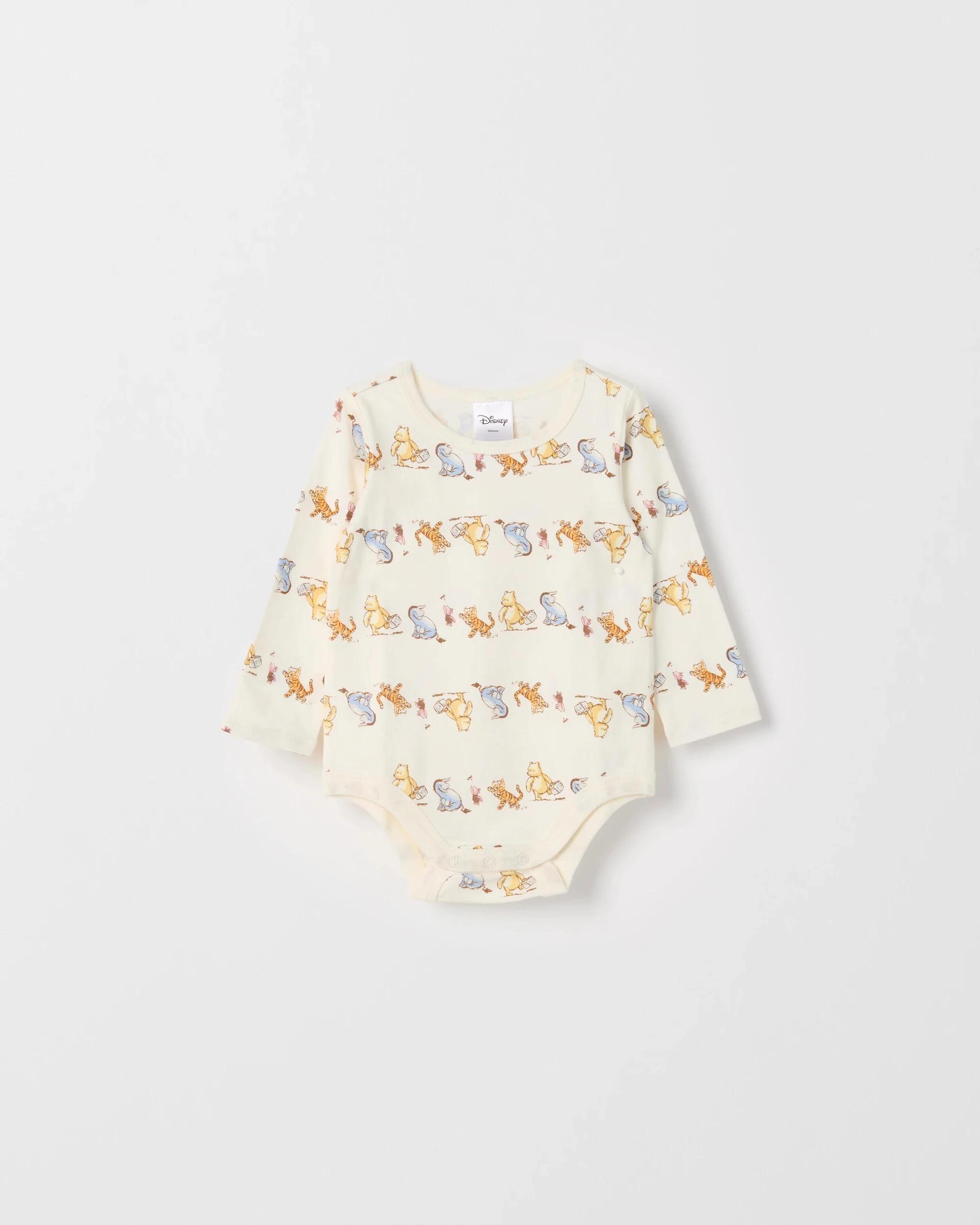 3 Disney Winnie The Pooh Australian Cotton 2 Pack Baby Bodysuits WINNIE, 3 of 5