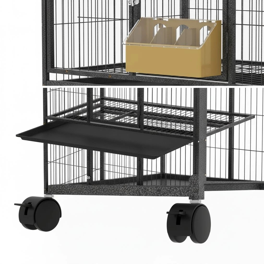 6 i.Pet Bird Cage Large Bird Cages Aviary Budgie Perch Cage Parrot Pet Stand Wheels - Black, 6 of 6
