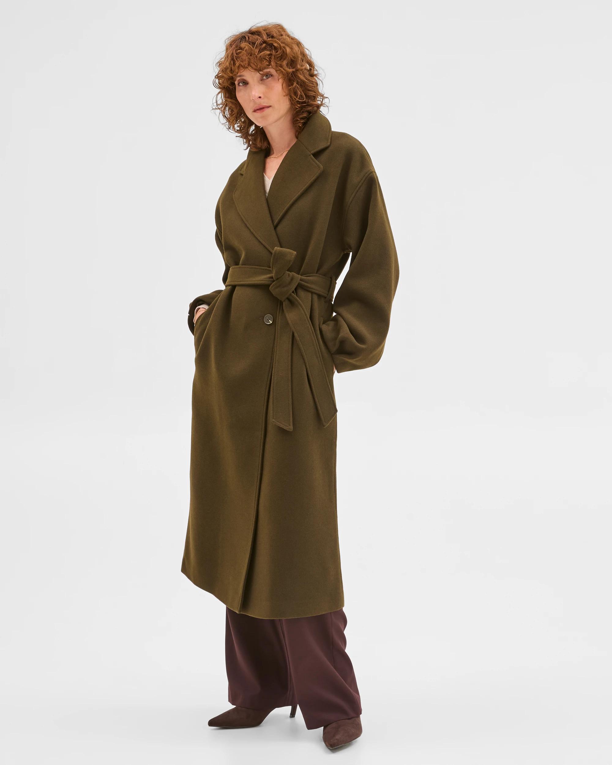2 Preview Wrap Belted Coat DARK OLIVE, 2 of 10