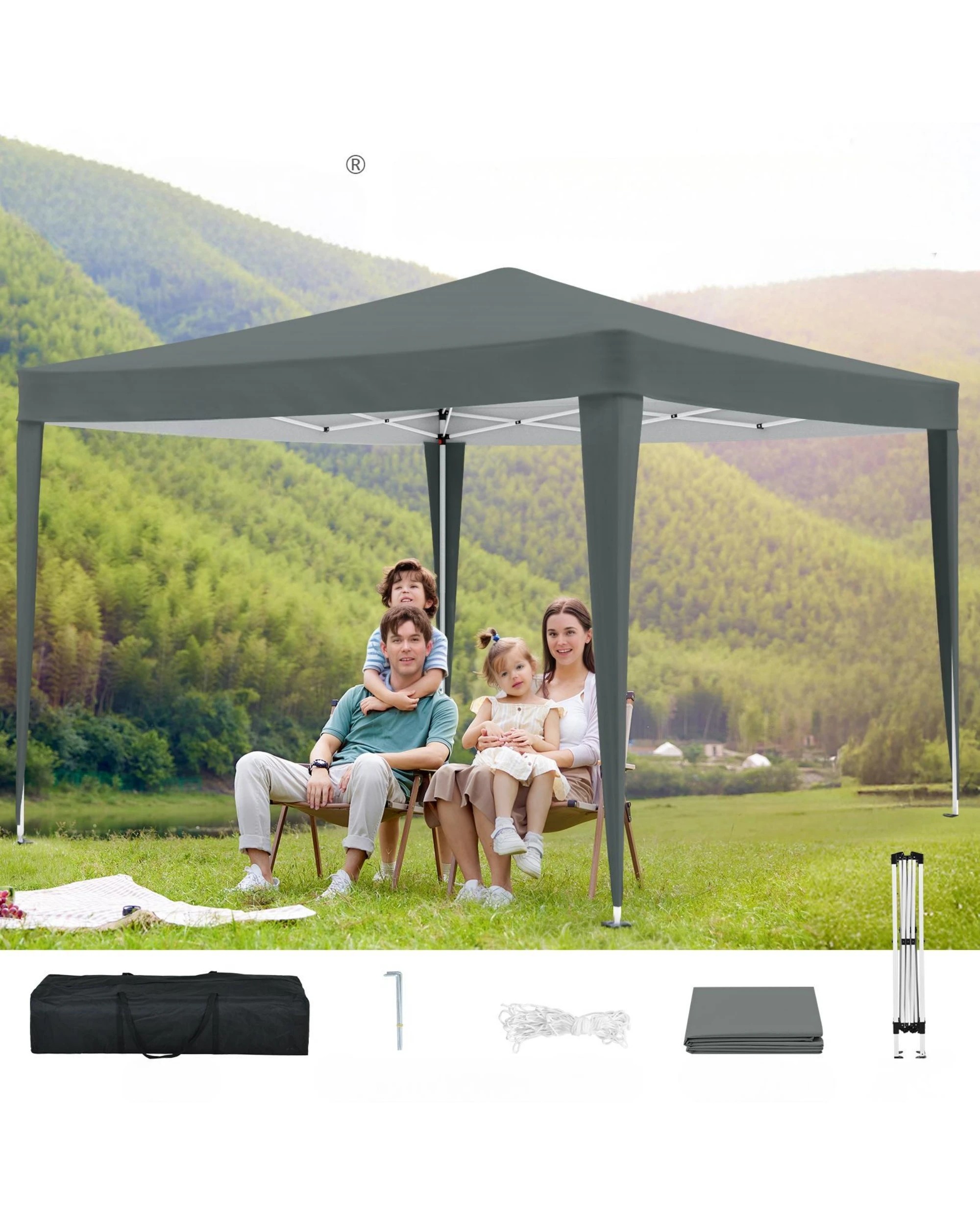 7 Advwin 2x2m Pop Up Gazebo Portable -Grey, 7 of 7