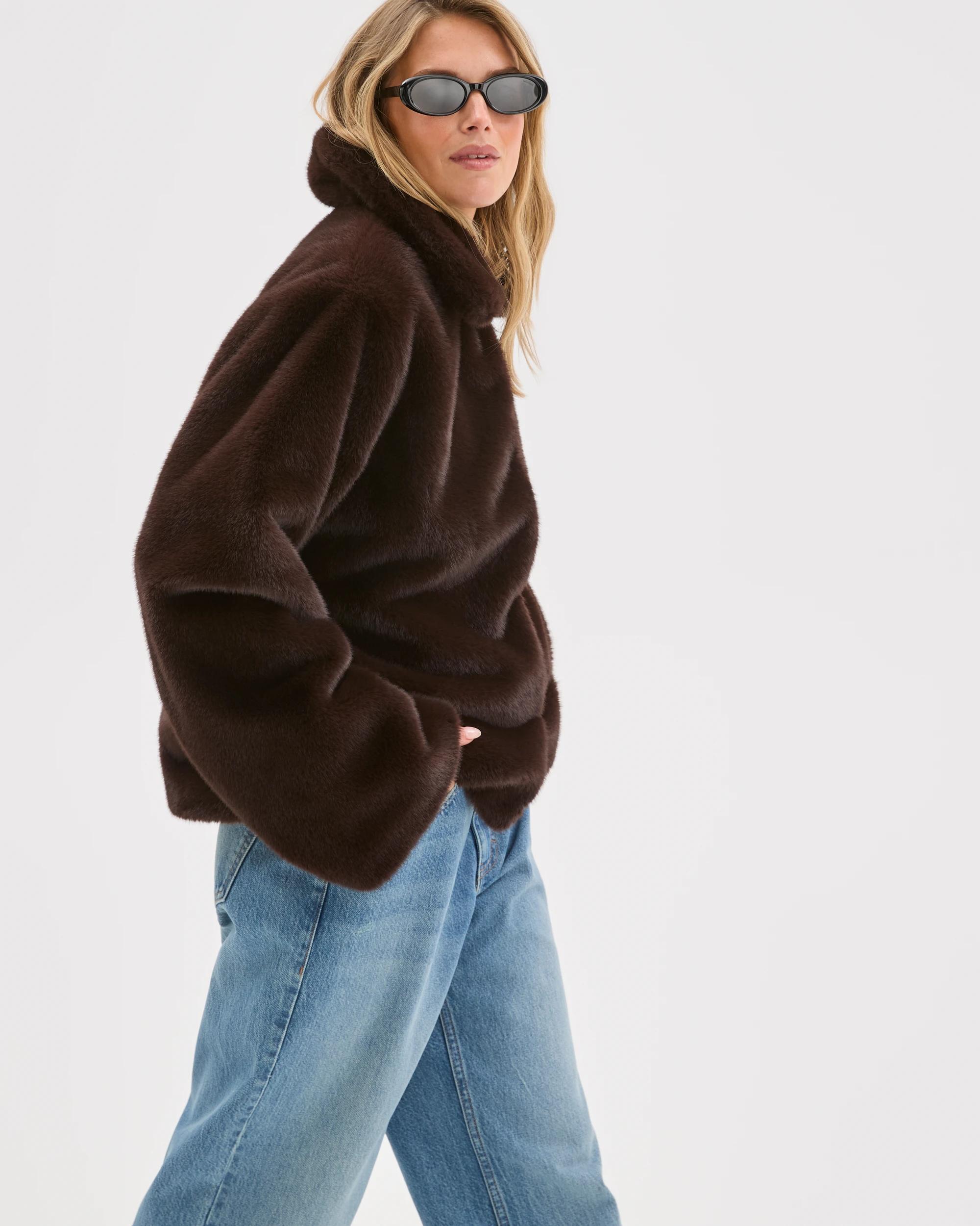 4 Lily Loves Faux Fur Coat CHOCOLATE, 4 of 8