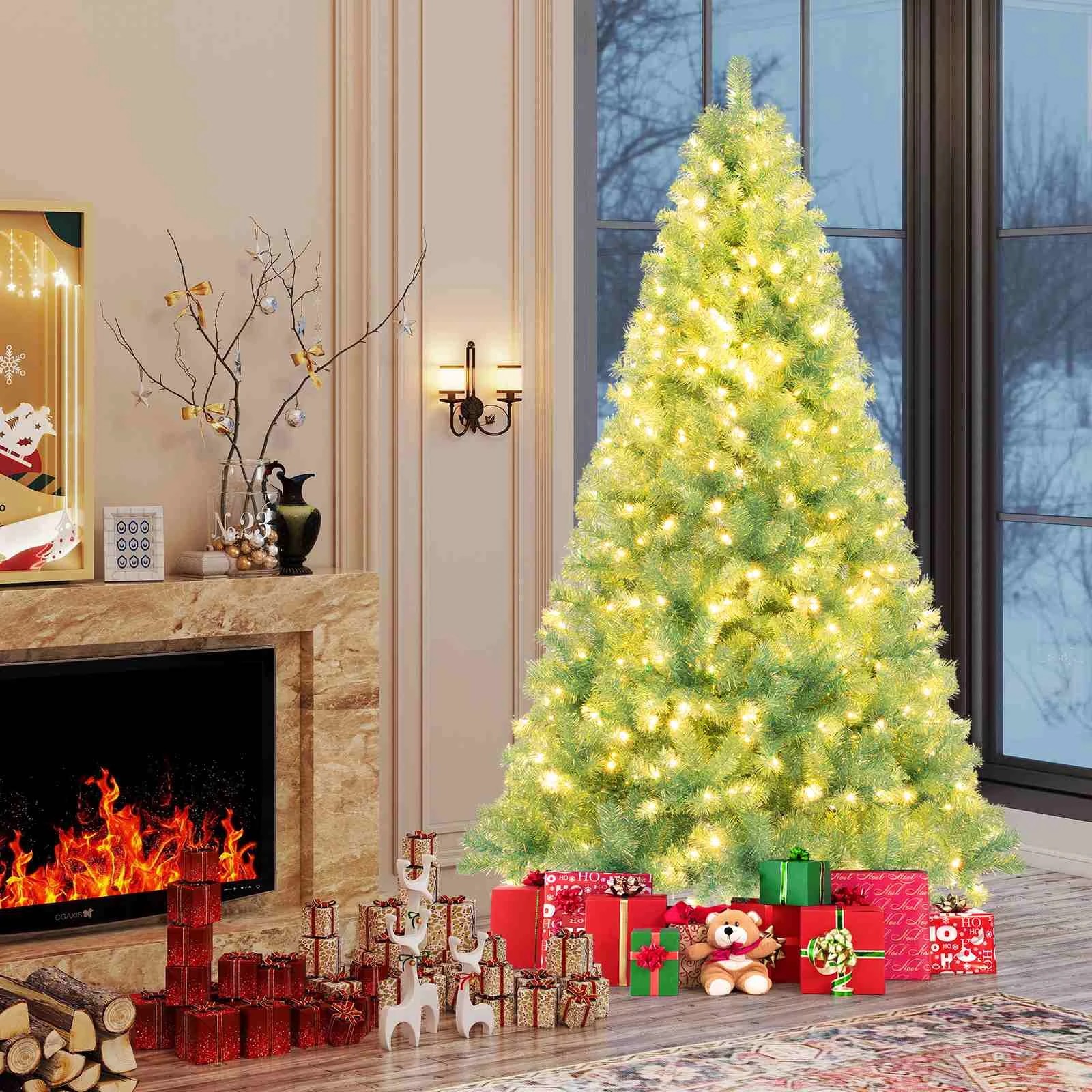2 Costway 2.25M Pre-Lit Xmas Christmas Tree w/550 Warm White LED Light, 2 of 2