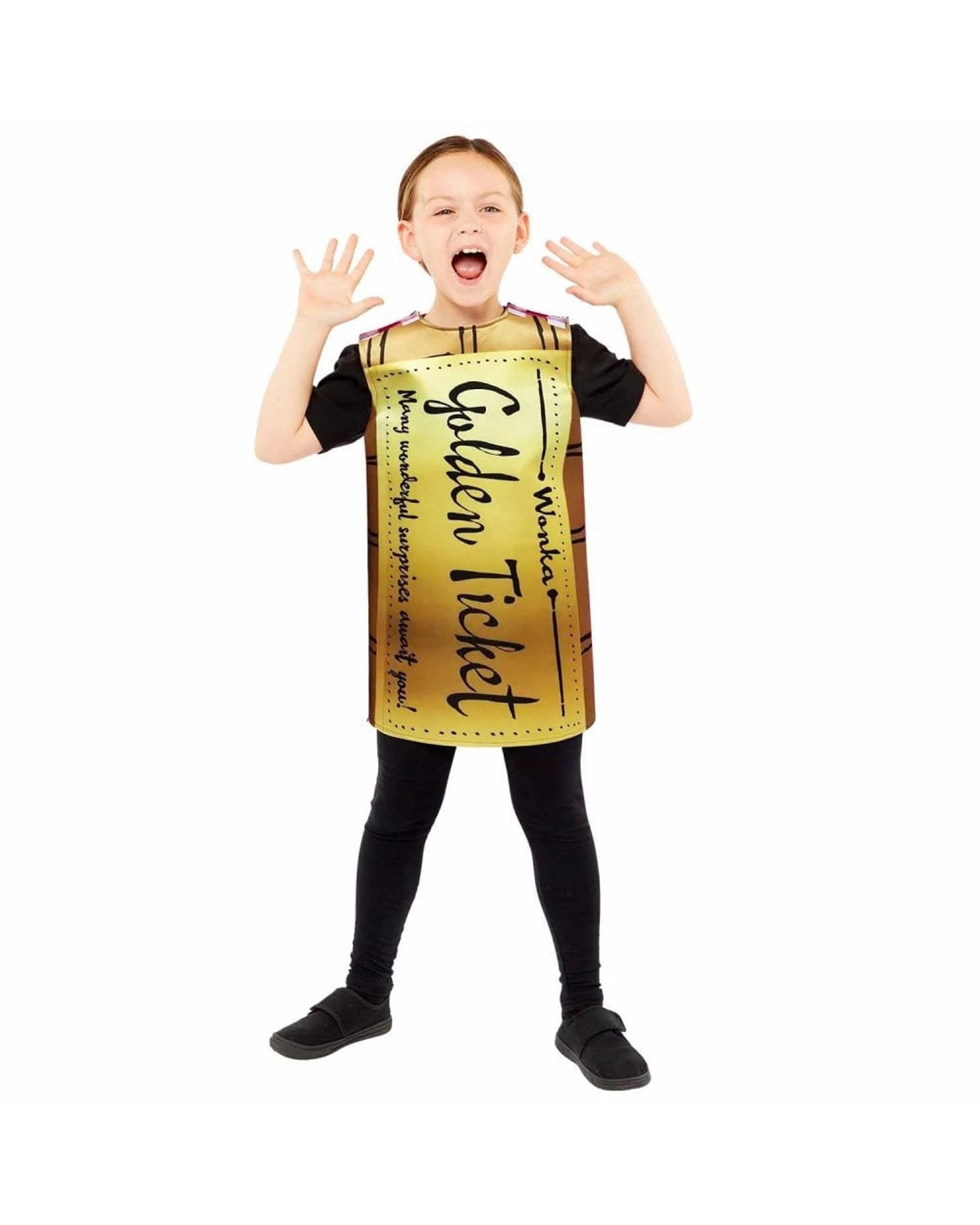 2 Golden Ticket Wonka Bar Kids Kids Costume Size S/M, 2 of 5