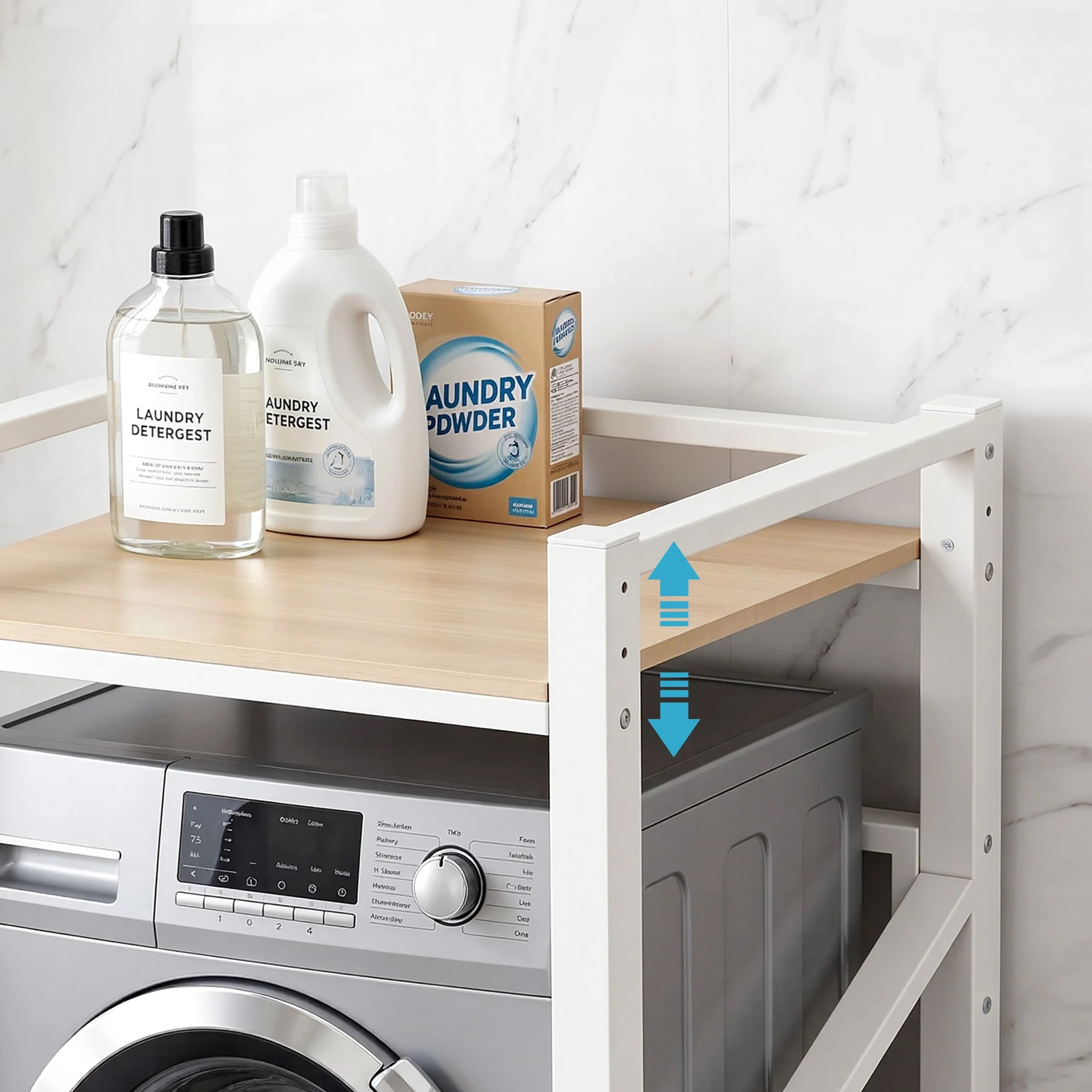 7 Artiss Over Washing Machine Rack Laundry Shelf Space Saver 75cm - Black, 7 of 9