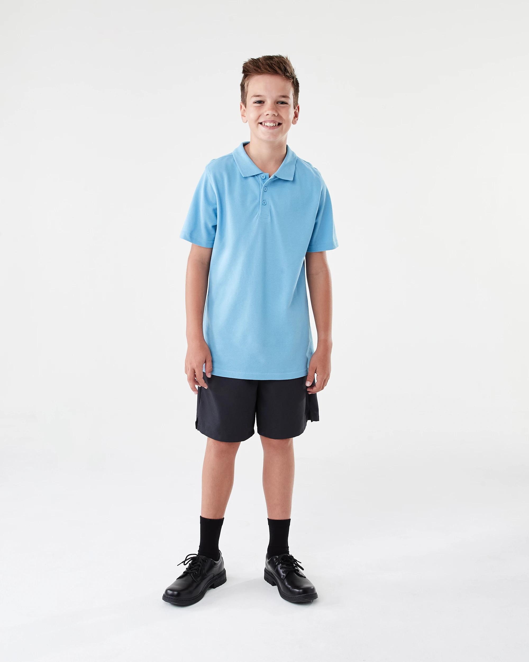 5 School Odour Shield Cotton Polo T-shirt Mid Blue, 5 of 6