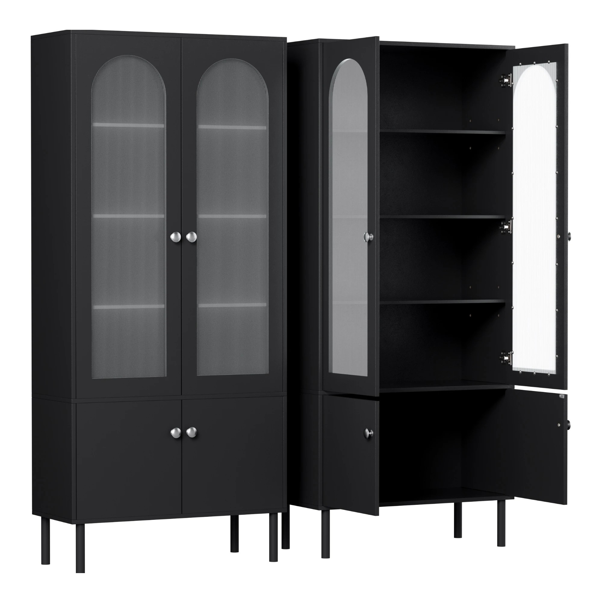 1 Artiss 2x Buffet Unit Cabinet Sideboard Pantry 180cm - Black, 1 of 8