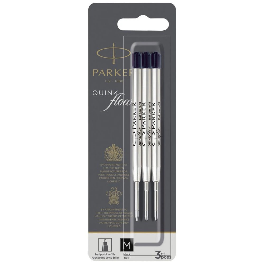 1 Parker Ballpoint Refill Medium Black 3 Pack, 1 of 7