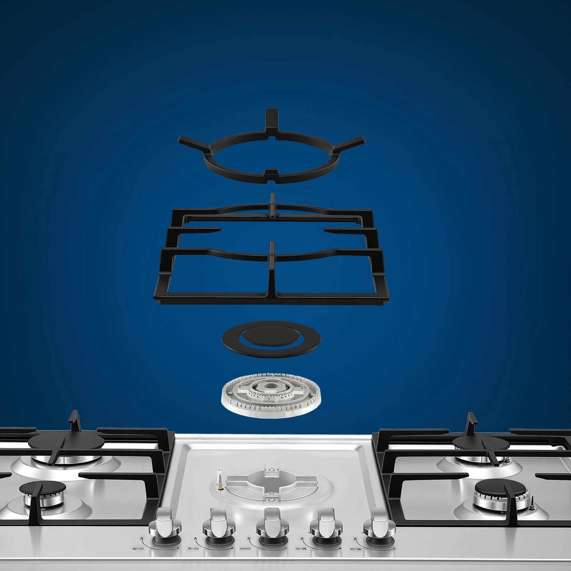 6 Devanti 90cm Gas Cooktop 5 Burner LPG NG Stainless Steel Hob Cast Iron Pan Support - Silver, 6 of 9