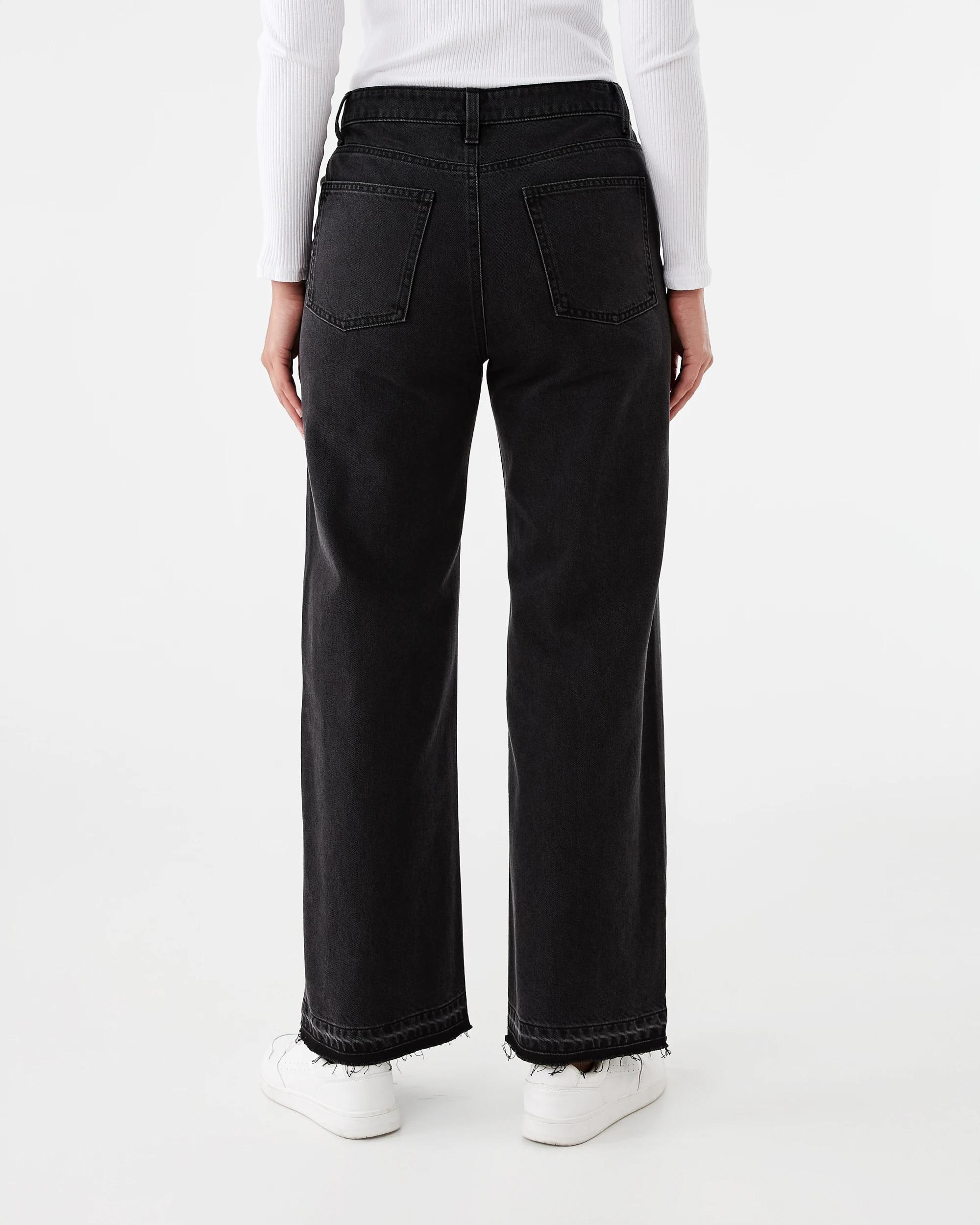 3 Straight Leg Undone Hem Jeans Black Wash, 3 of 9
