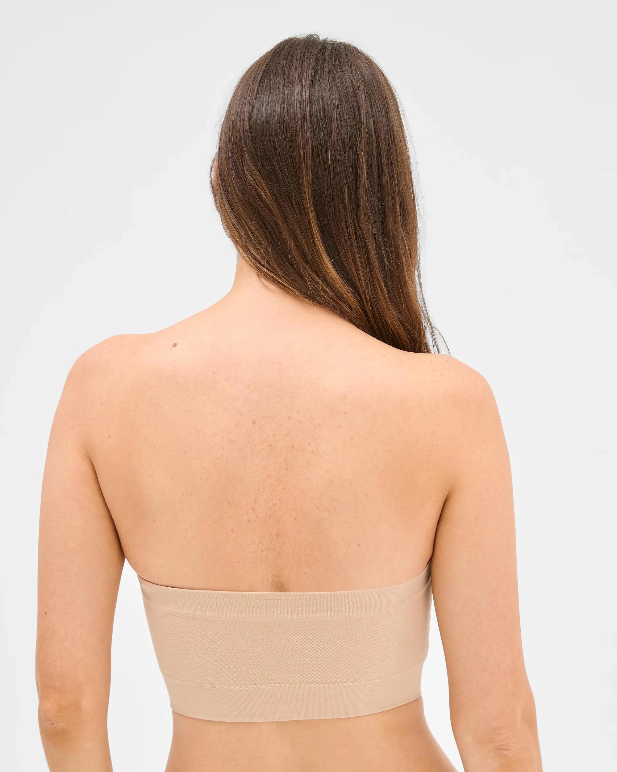 3 Target Women's Seamfree Reversible Padded Bandeau Crop Top LATTE/WHITE, 3 of 4