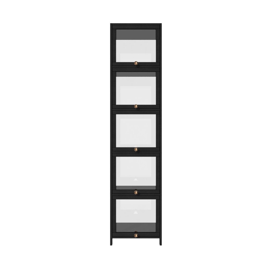 5 Oikiture Display Cabinet Slim Storage 5-tier Shelves Clear Bookcase Rack
 - Black, 5 of 9