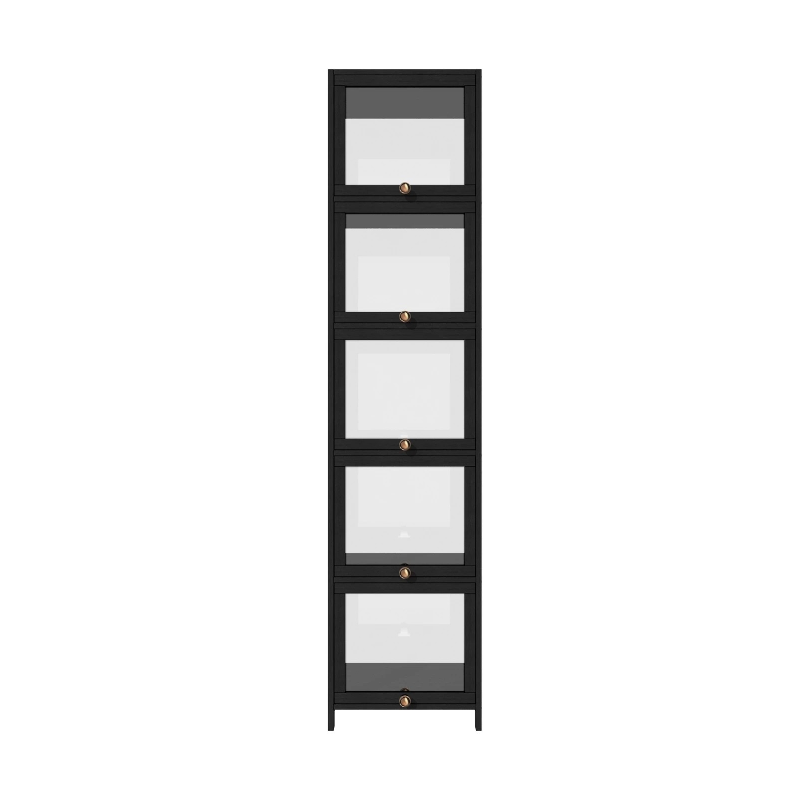 5 Oikiture Display Cabinet Slim Storage 5-tier Shelves Clear Bookcase Rack
 - Black, 5 of 9