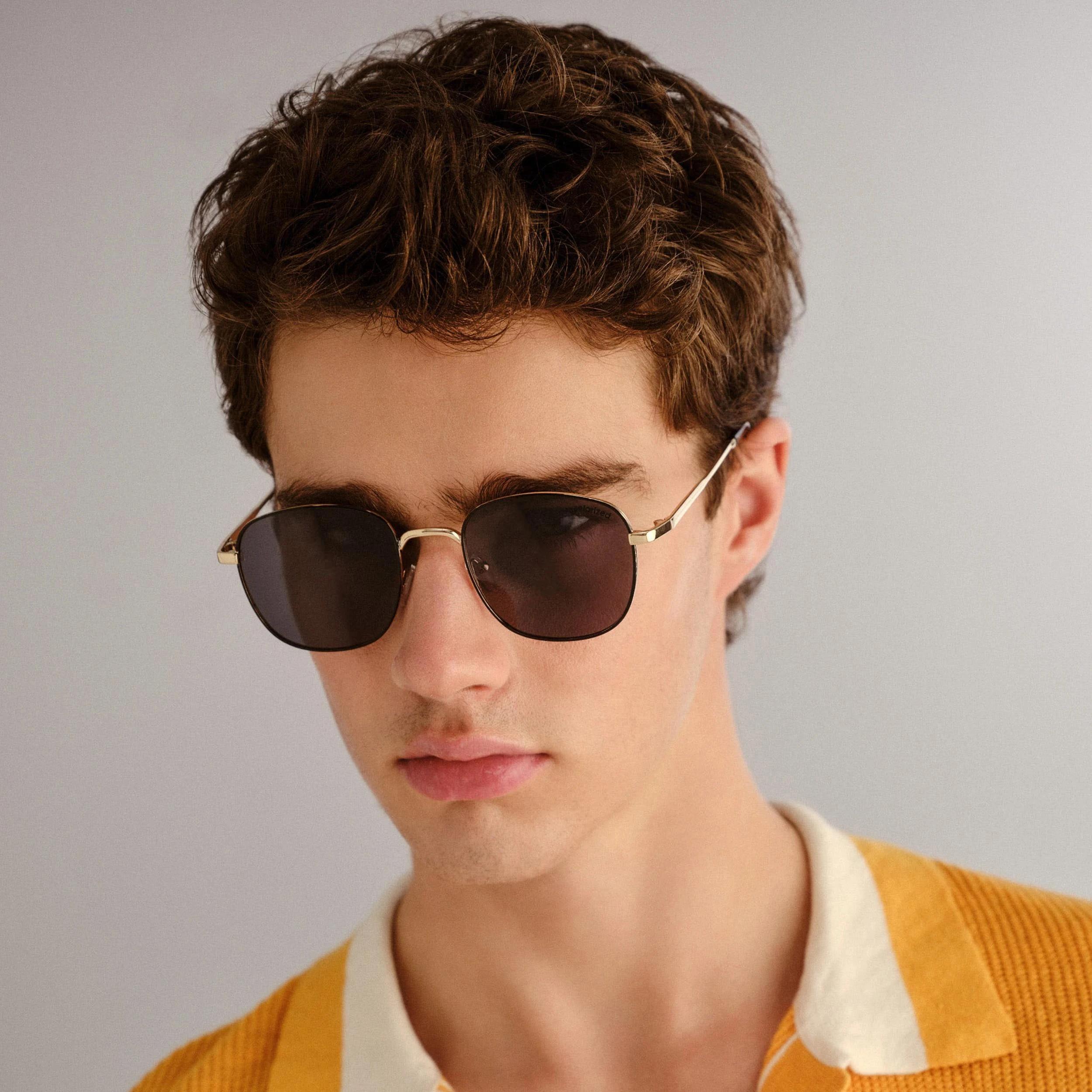 2 SOLARIZED® Retro Square Metal Sunglasses GOLD, 2 of 2