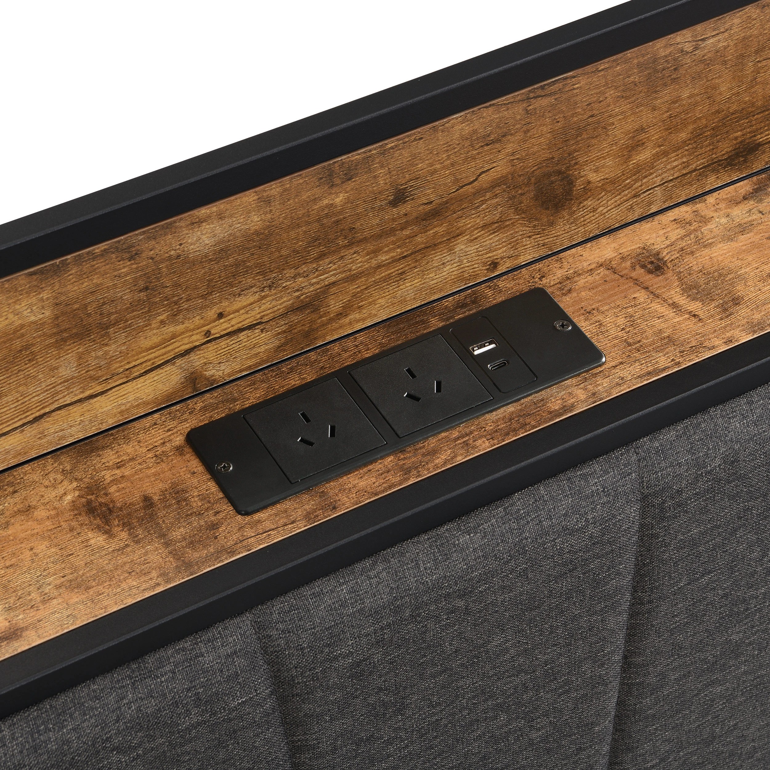 8 IHOMDEC BED04 Double Bed Frame Charging Station 2 Drawers - Grey - Grey, 8 of 10